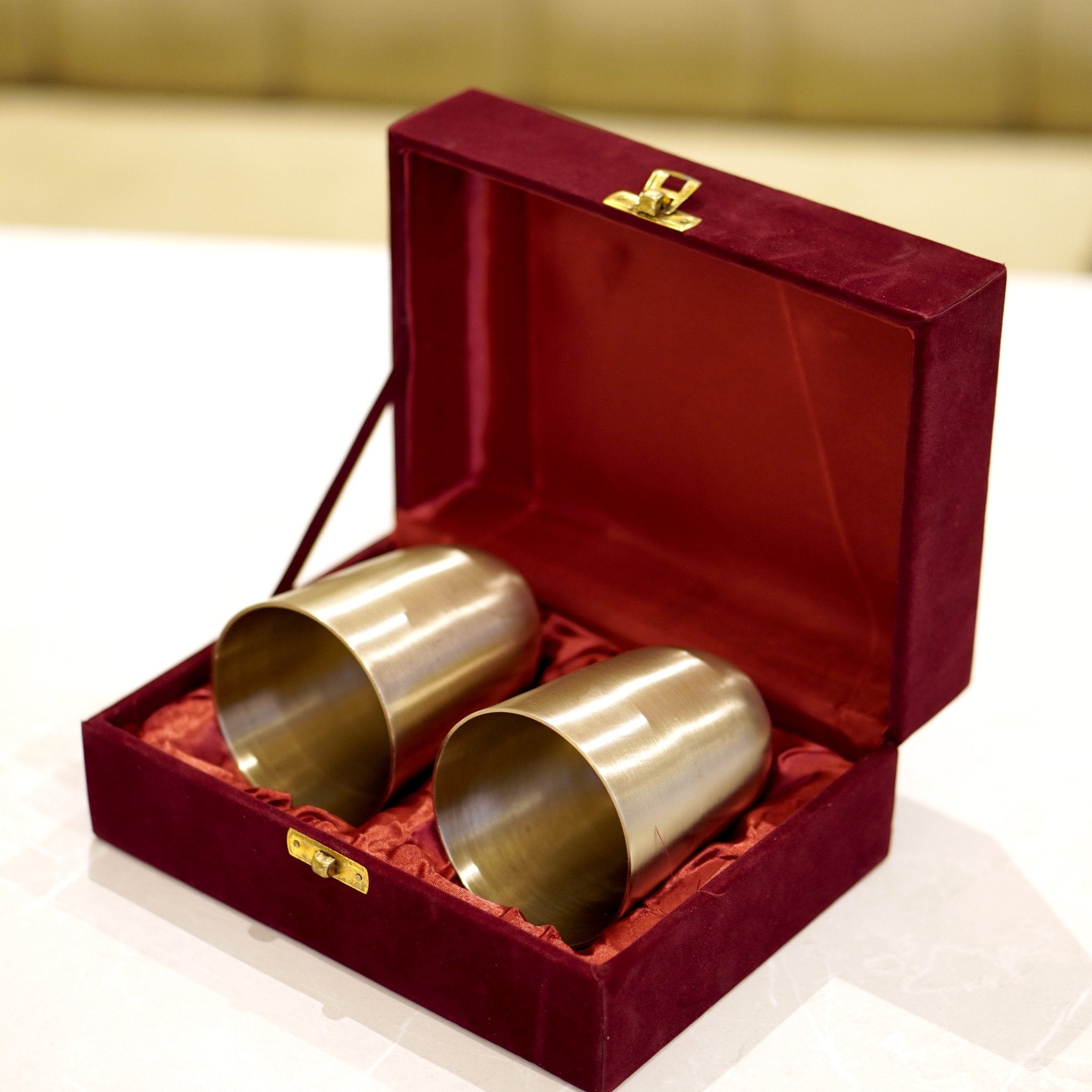 Bronze / Kansa Glasses with Velvet Box - Brass Globe -