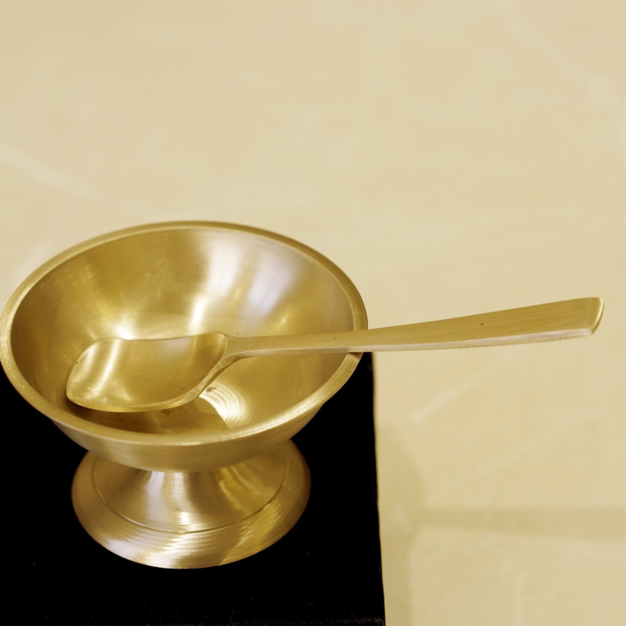 Bronze / Kansa Ice Cream Set with Velvet Box ( Set of 2 ) - Brass Globe -