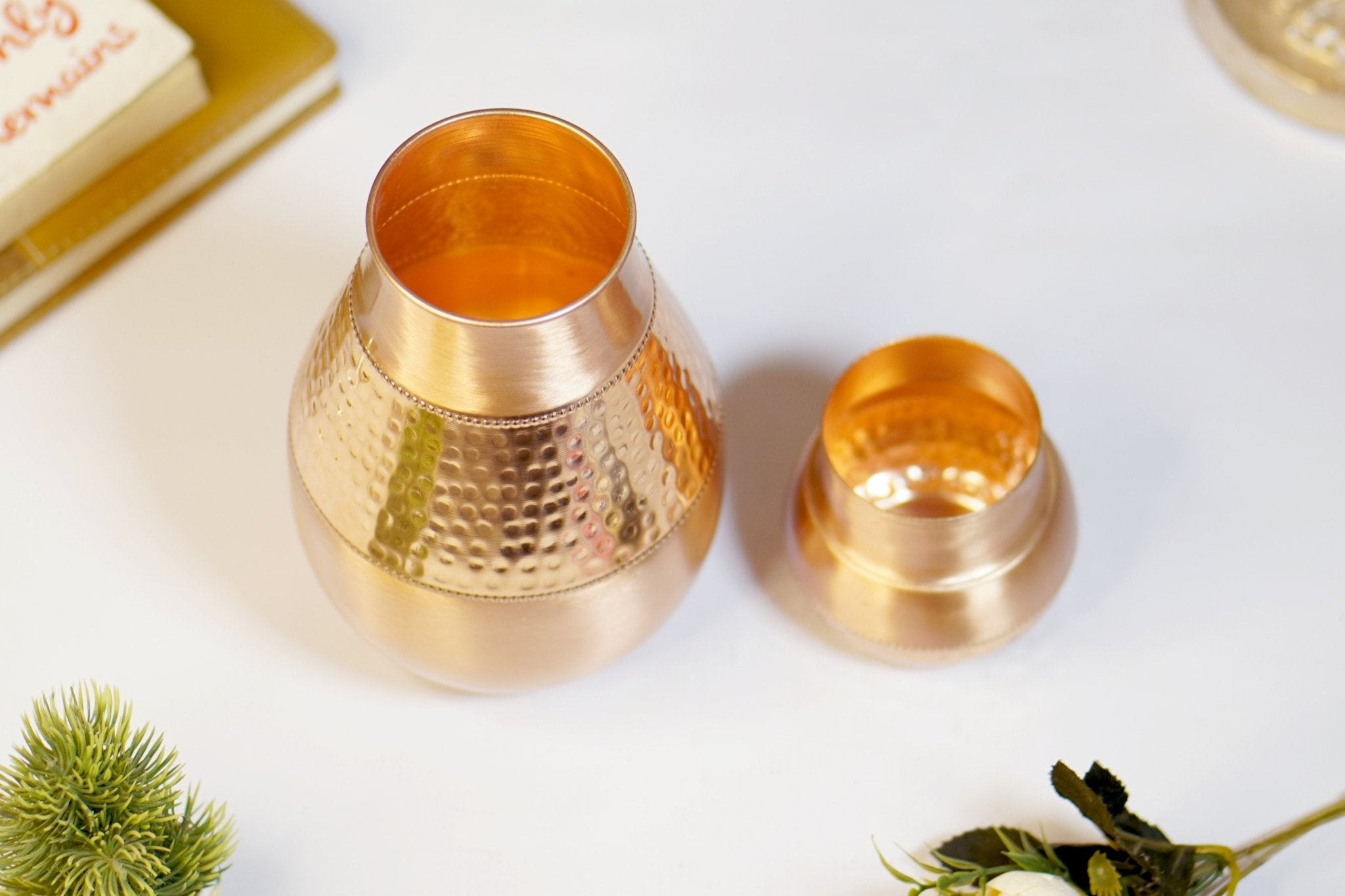 Copper Lotus Jar / Bottle - Brass Globe -