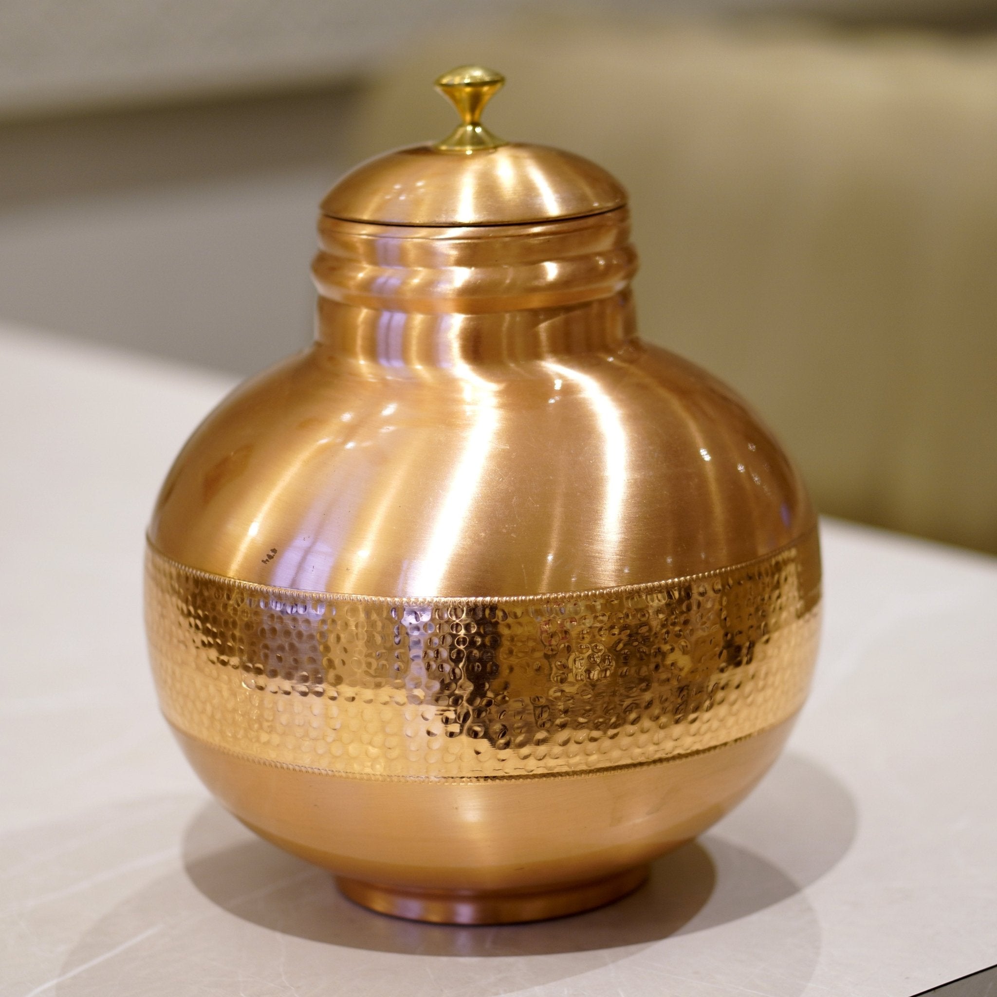 Copper Matki Water Pot / Kalash | Copper Pitcher - Brass Globe -