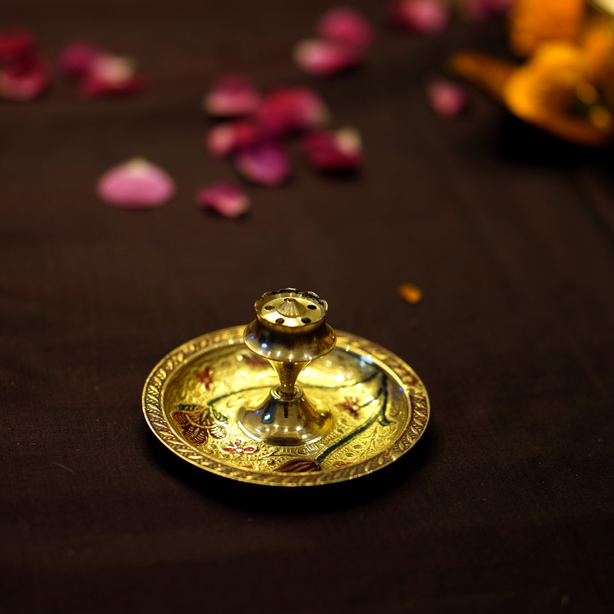 Meenakari Agarbatti / Incense Sticks Stand - Brass Globe -
