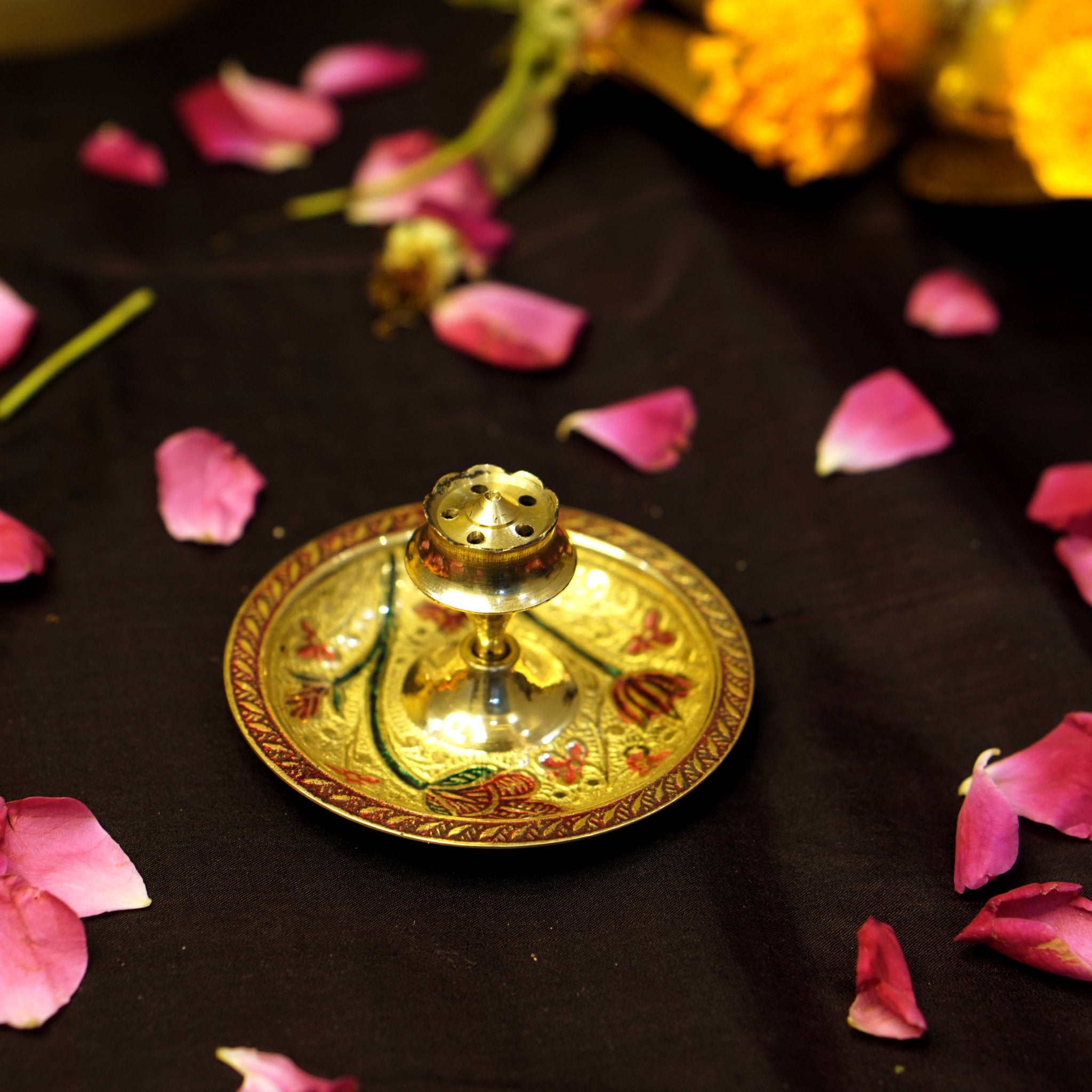 Meenakari Agarbatti / Incense Sticks Stand - Brass Globe -