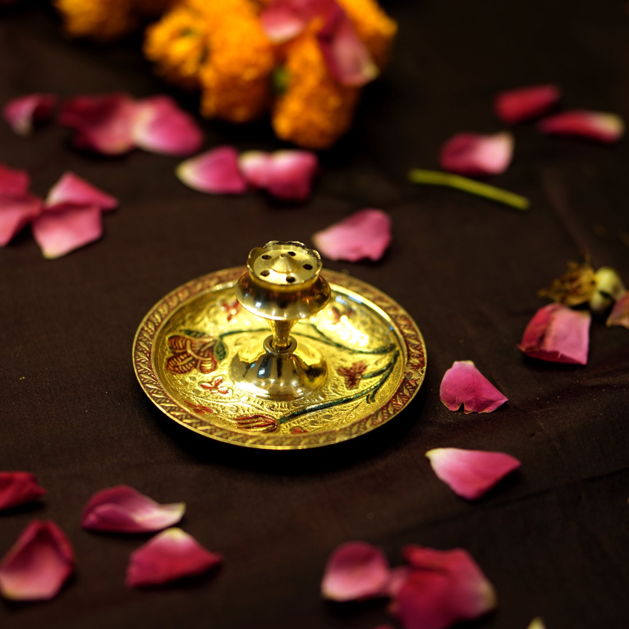 Meenakari Agarbatti / Incense Sticks Stand - Brass Globe -