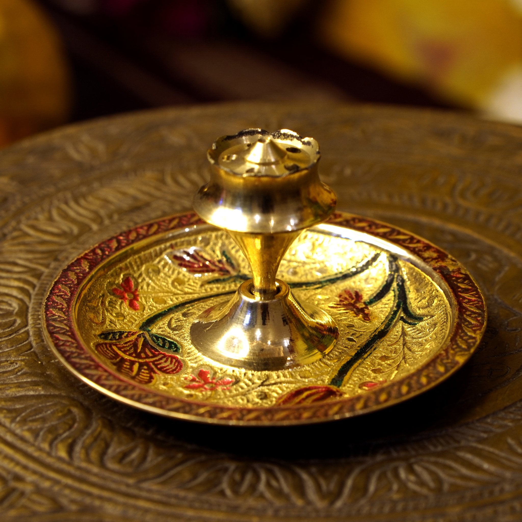 Meenakari Agarbatti / Incense Sticks Stand - Brass Globe -