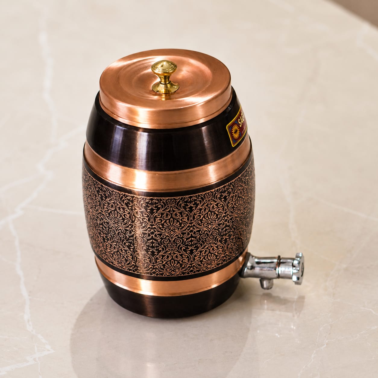 Copper Antique Engraved Water Dispenser