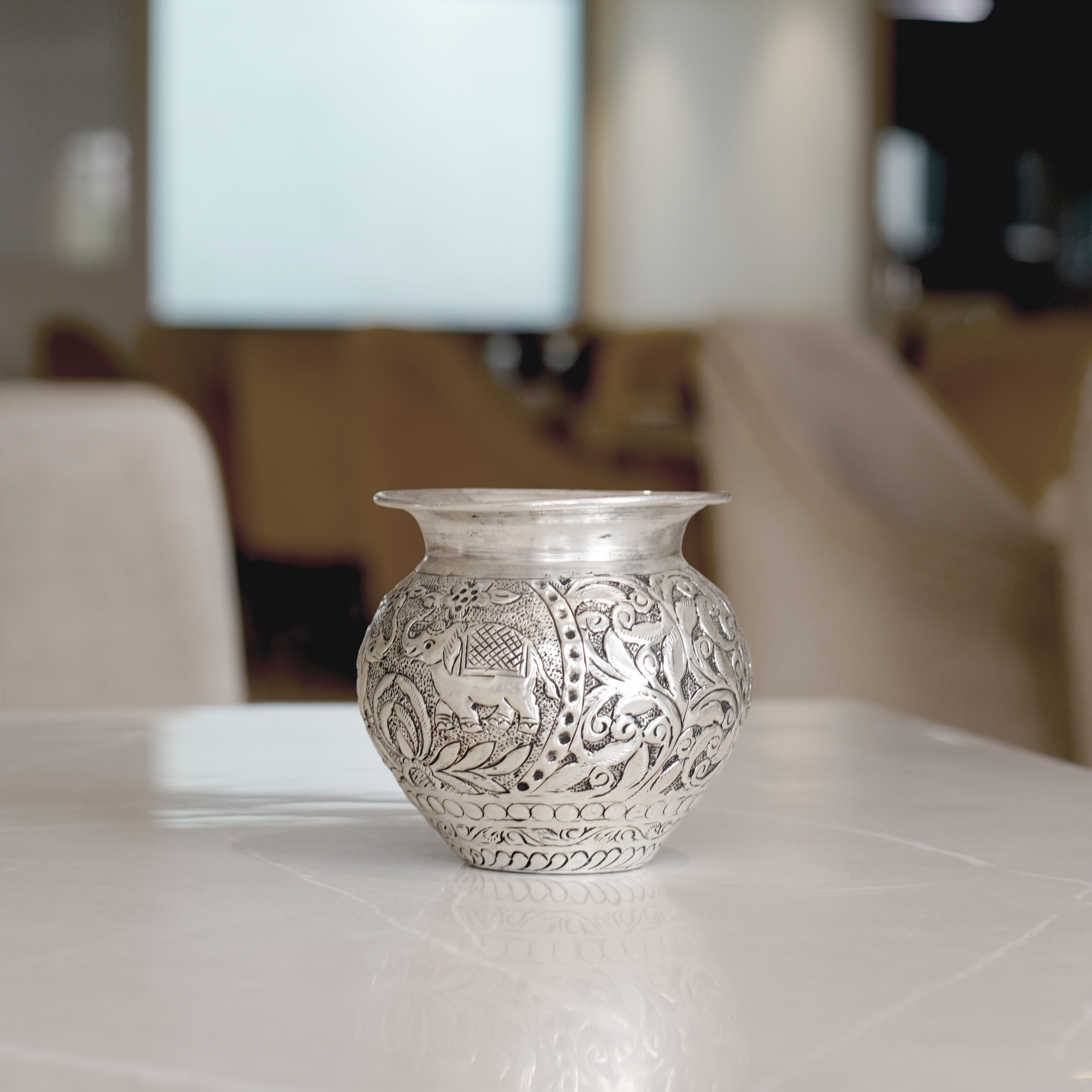 Brass Gaj Lota with Silver Finish