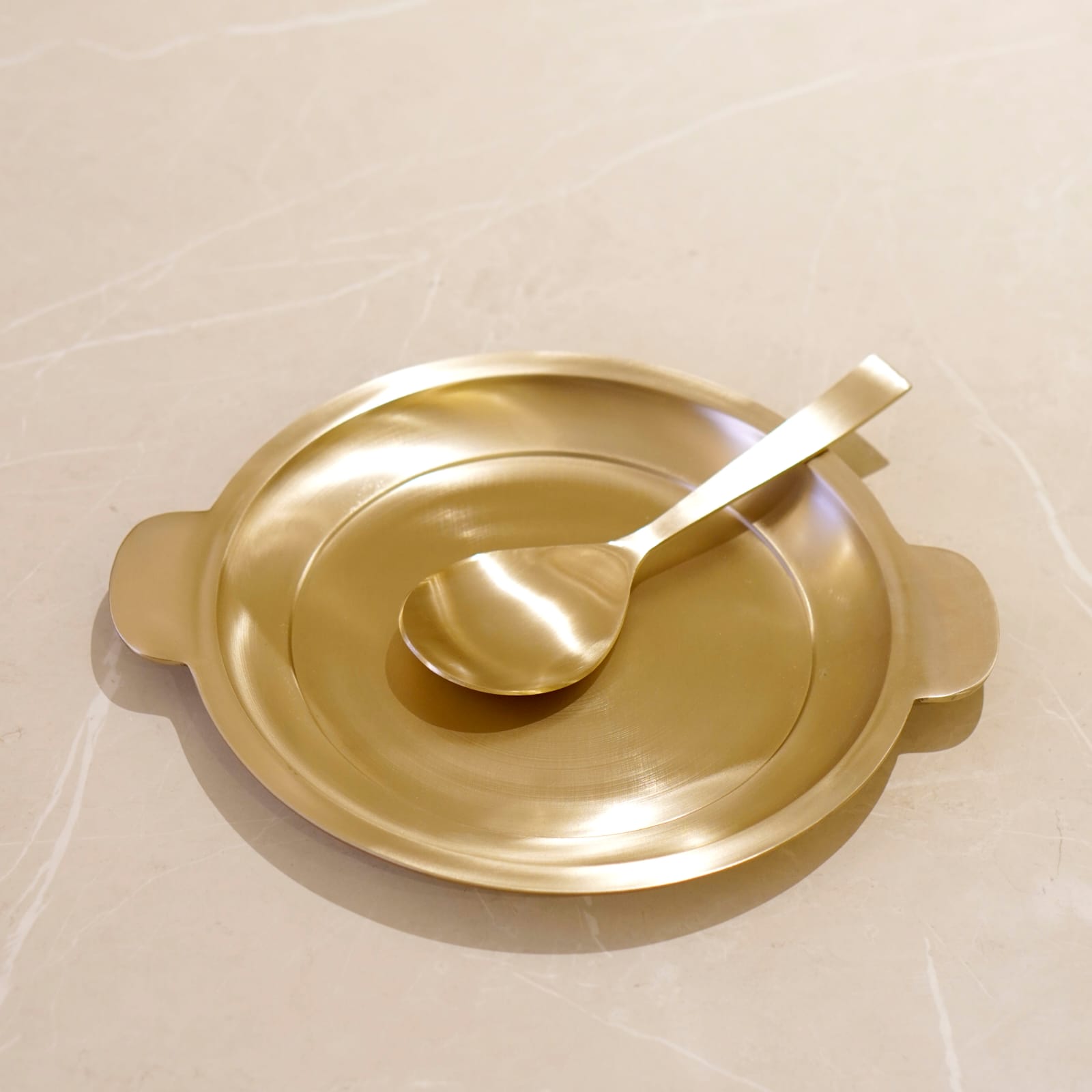 Bronze / Kansa Rice Plate with Rice Serving Spoon