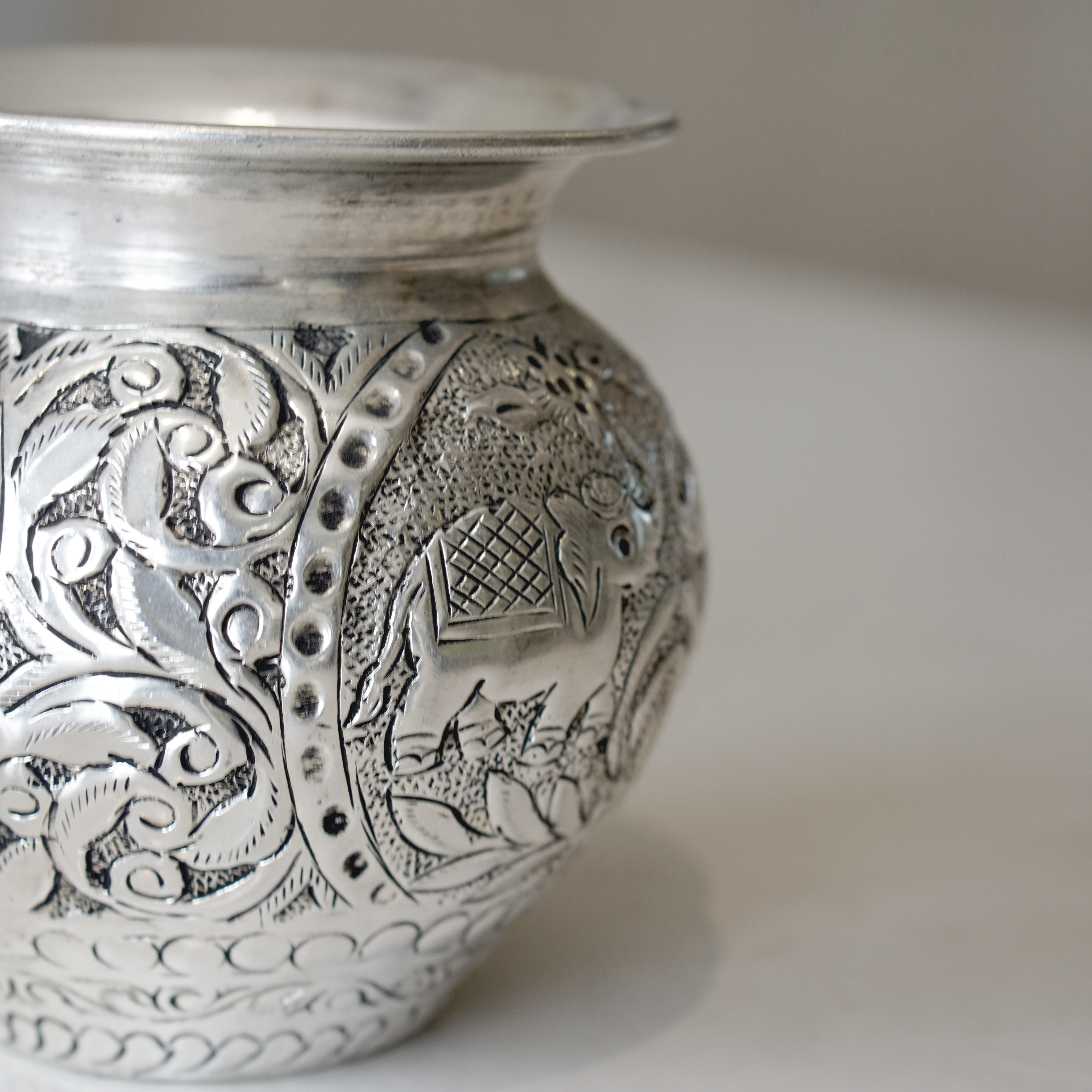 Brass Gaj Lota with Silver Finish