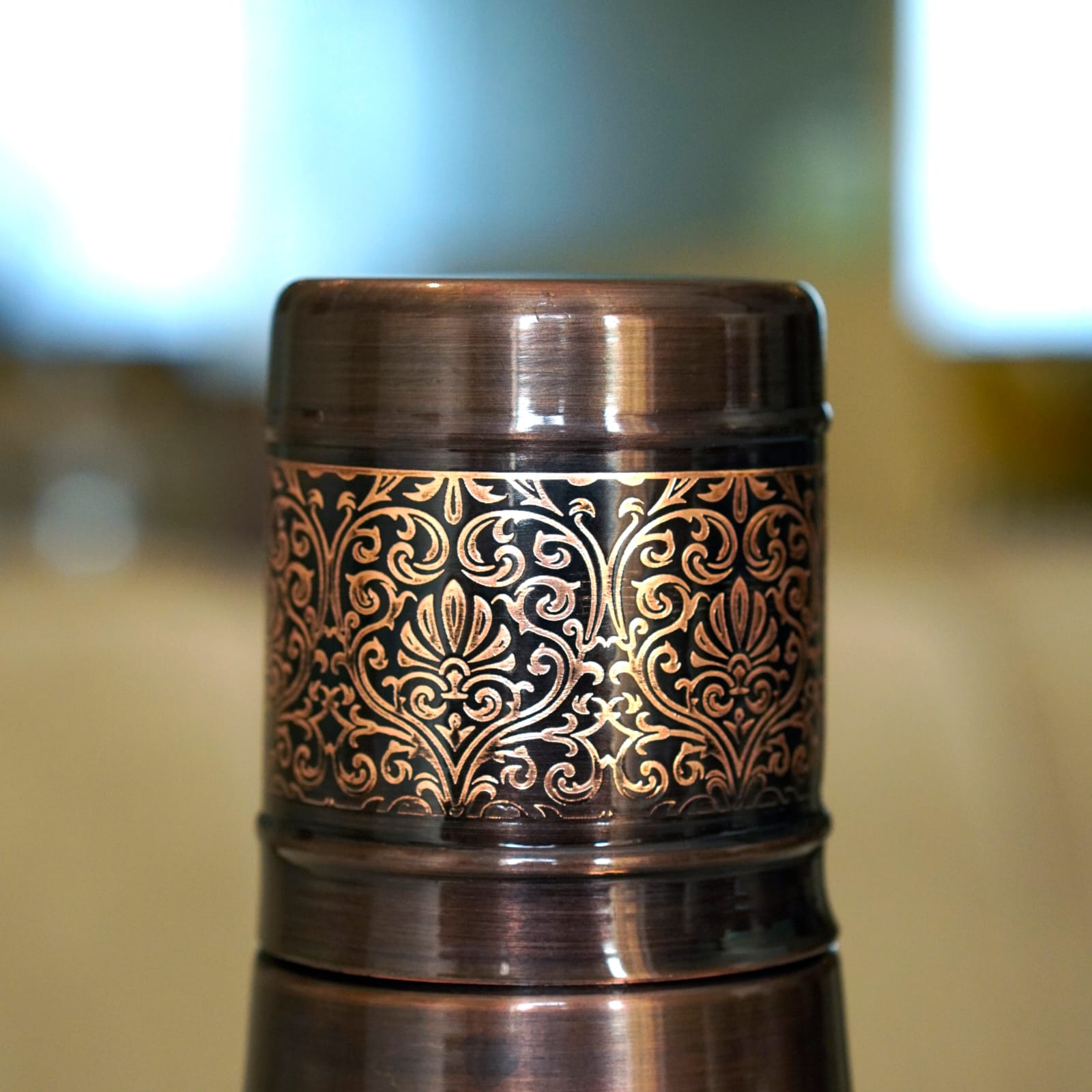 Copper Surahi Jug with Glass