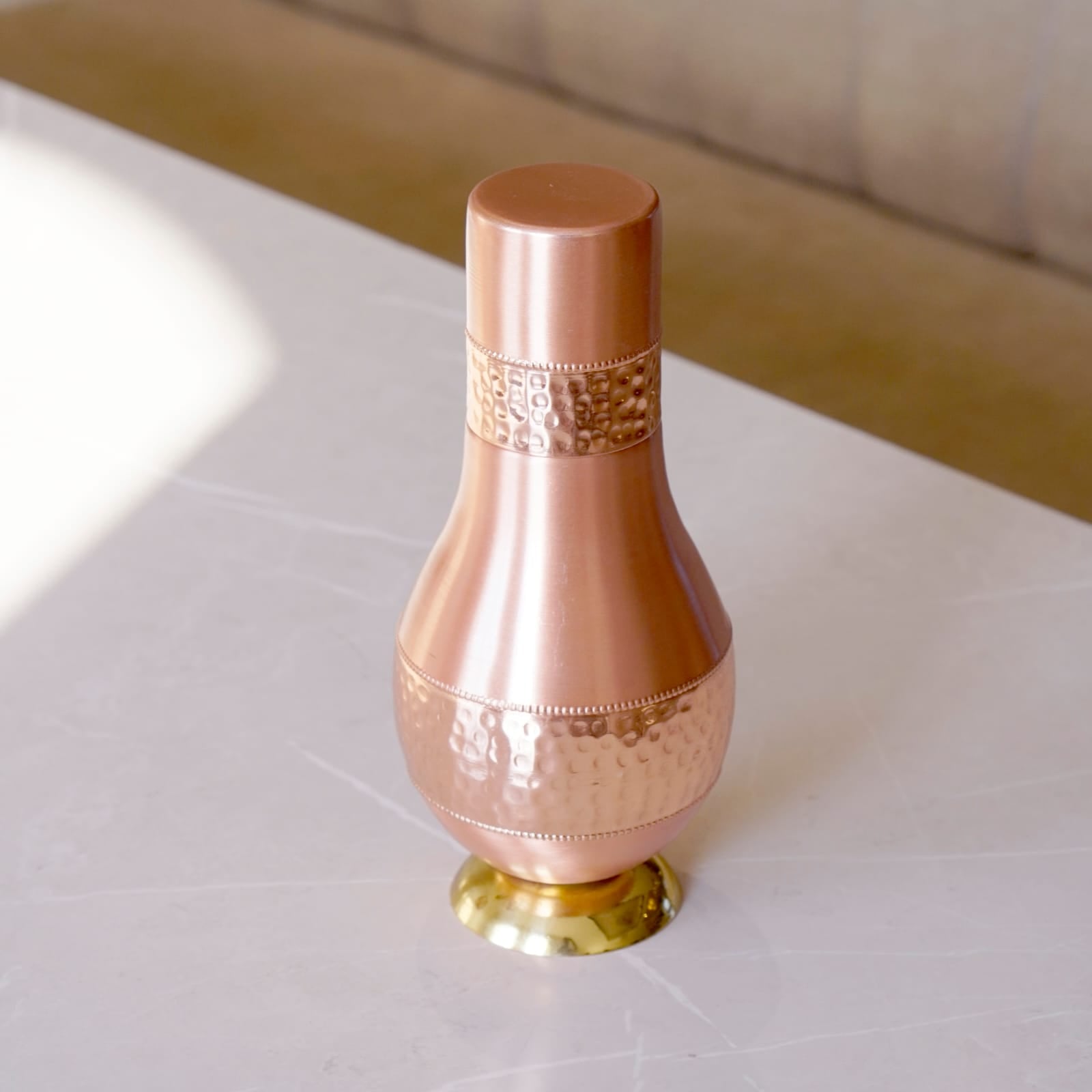 Copper Surahi Jug with Glass