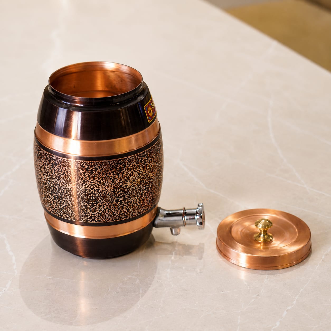 Copper Antique Engraved Water Dispenser