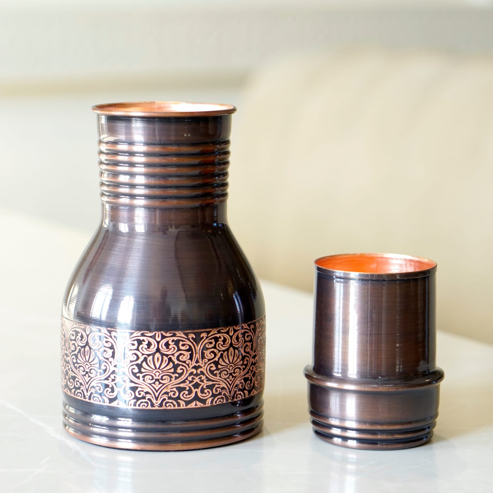 Antique Engraved Copper Jar