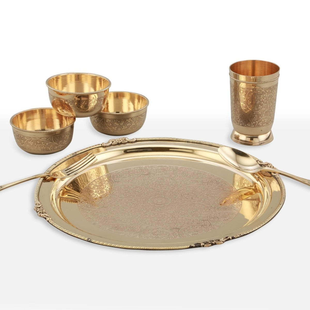 Brass Etched Dinner Set - 7-Piece Collection – Brass Globe