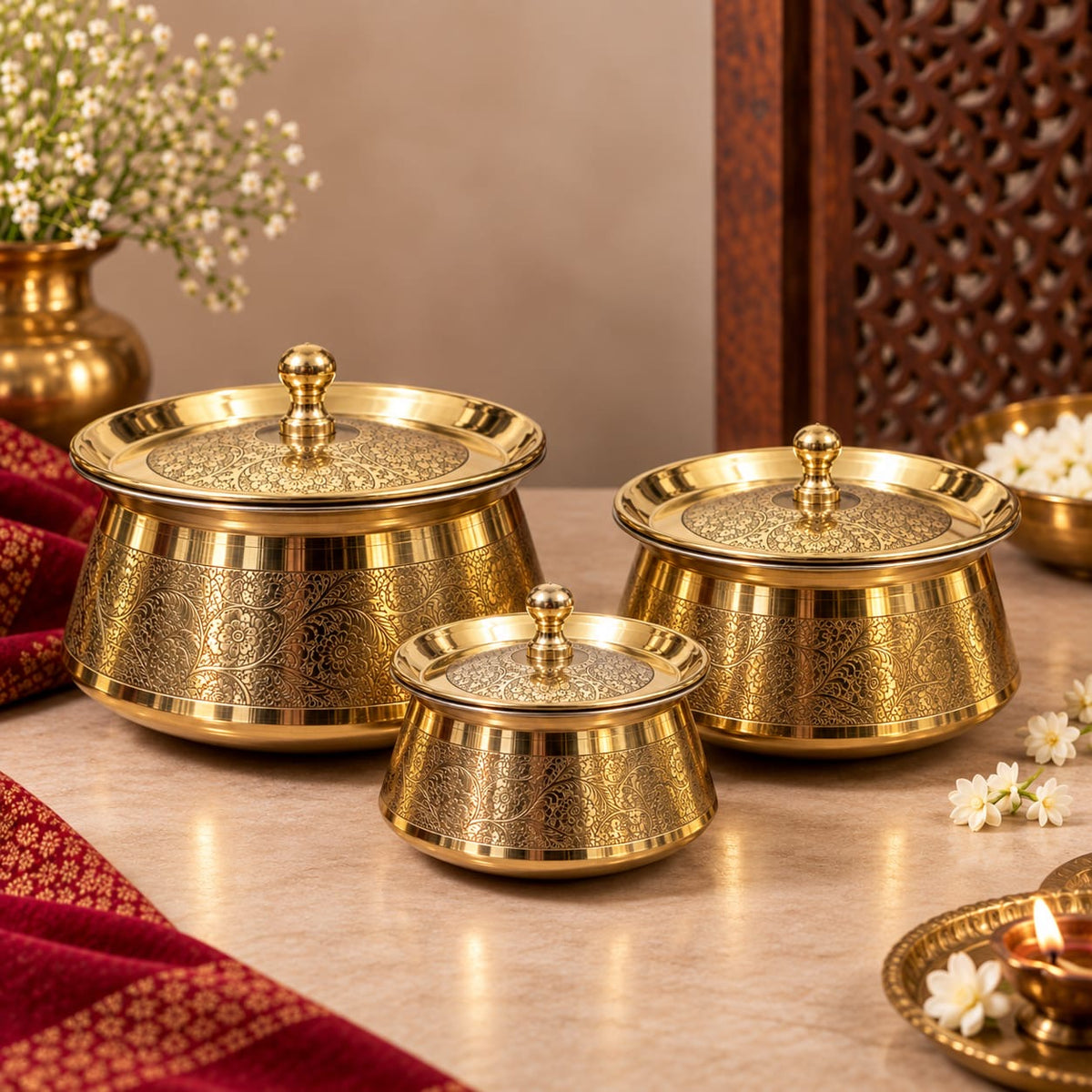 Brass Serving Handi with Tincoating