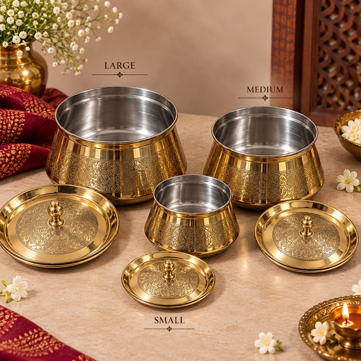 Brass Serving Handi with Tincoating