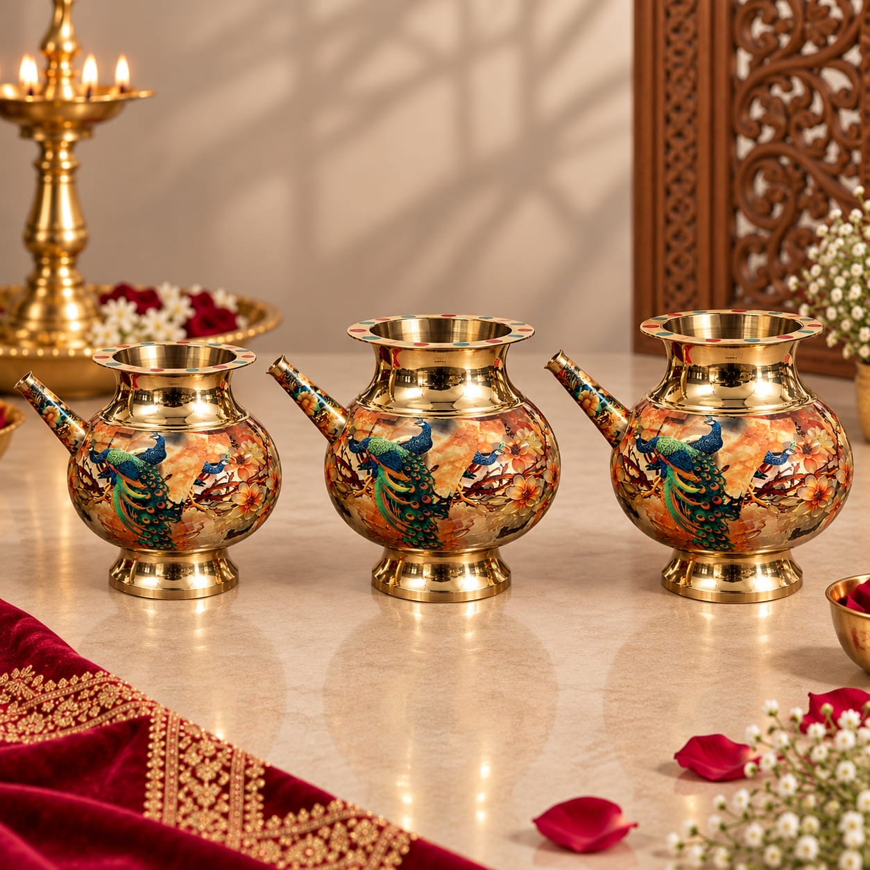 Brass Karwa for Karwachauth(Meena Peacock)