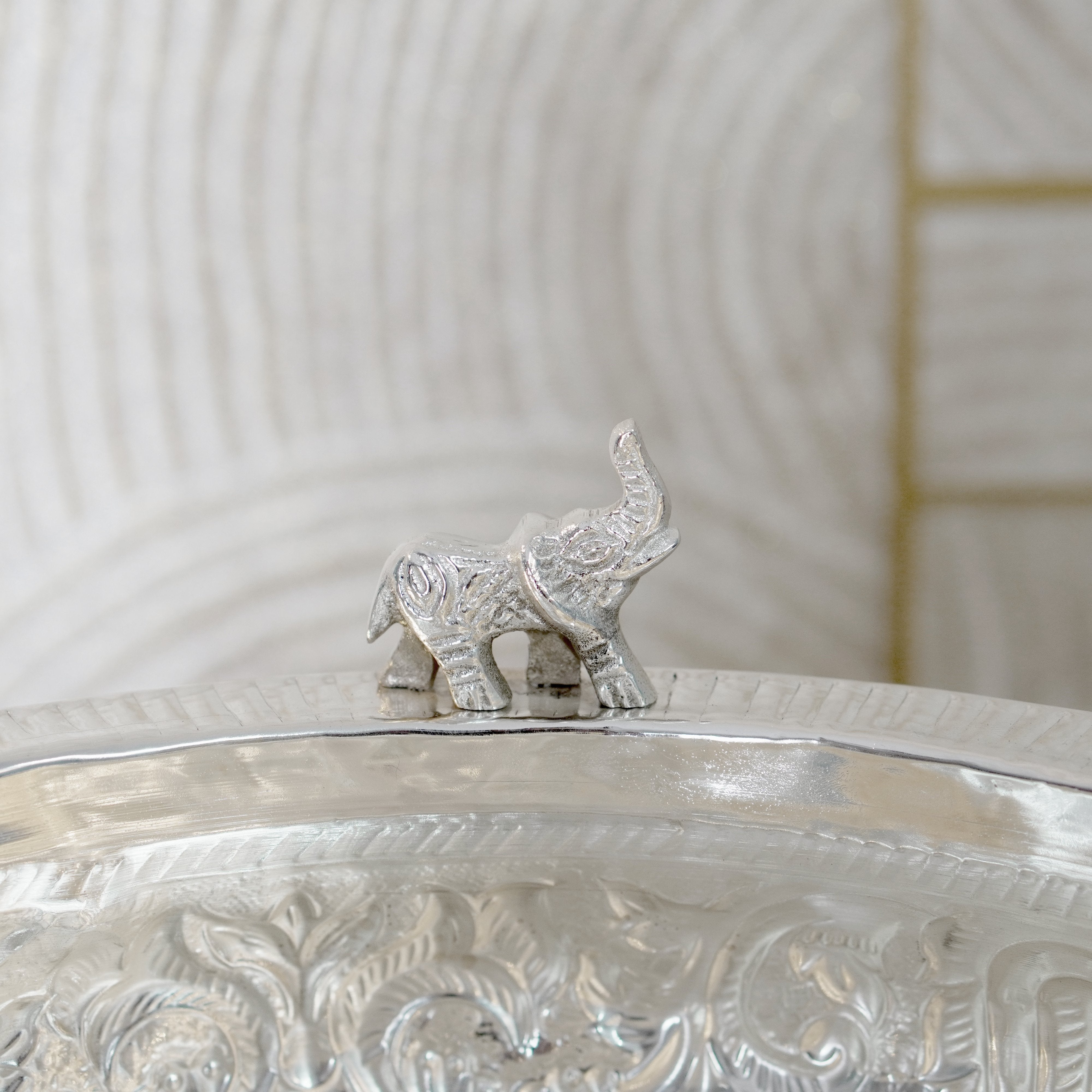 Brass Elephant Urli Silver Finish