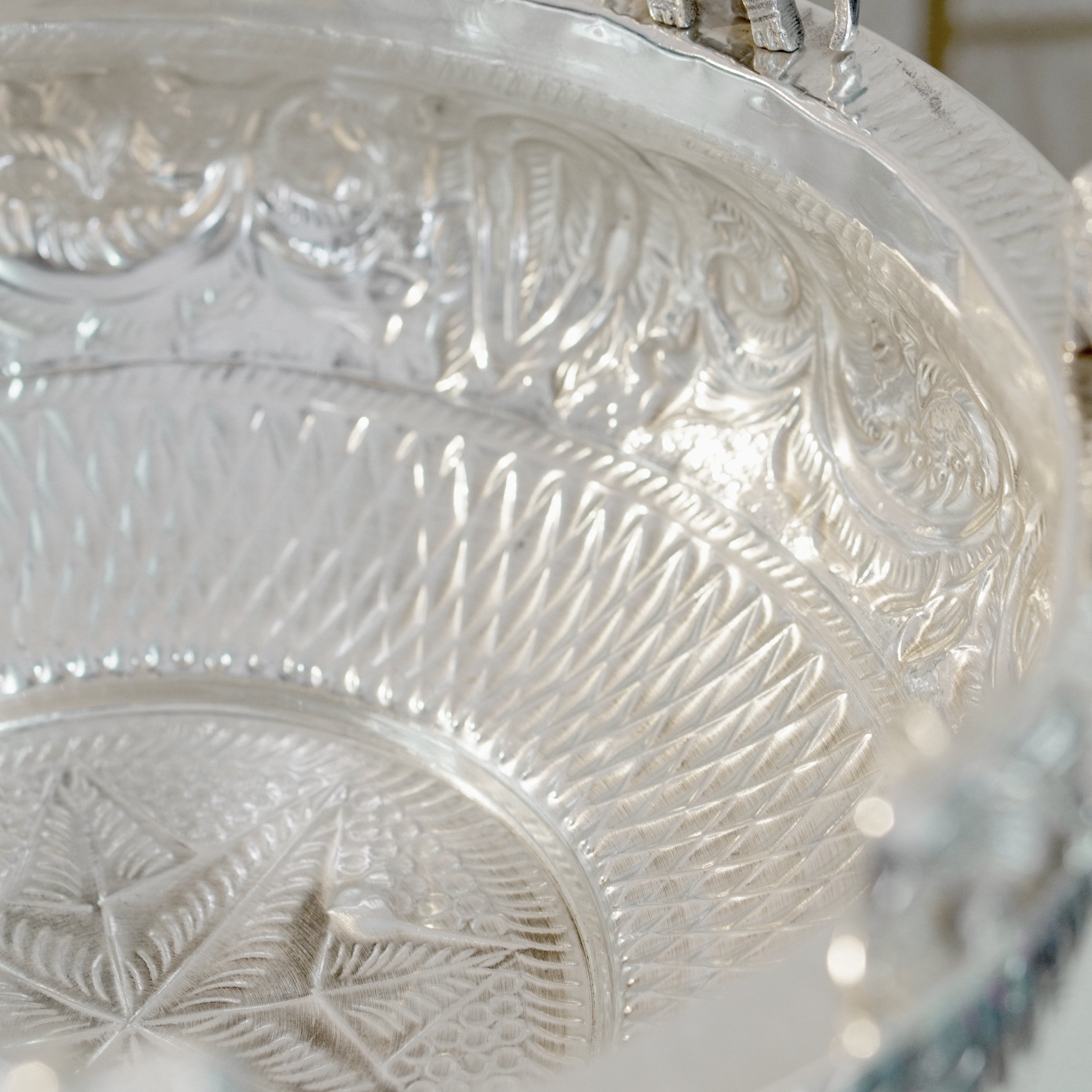 Brass Elephant Urli Silver Finish