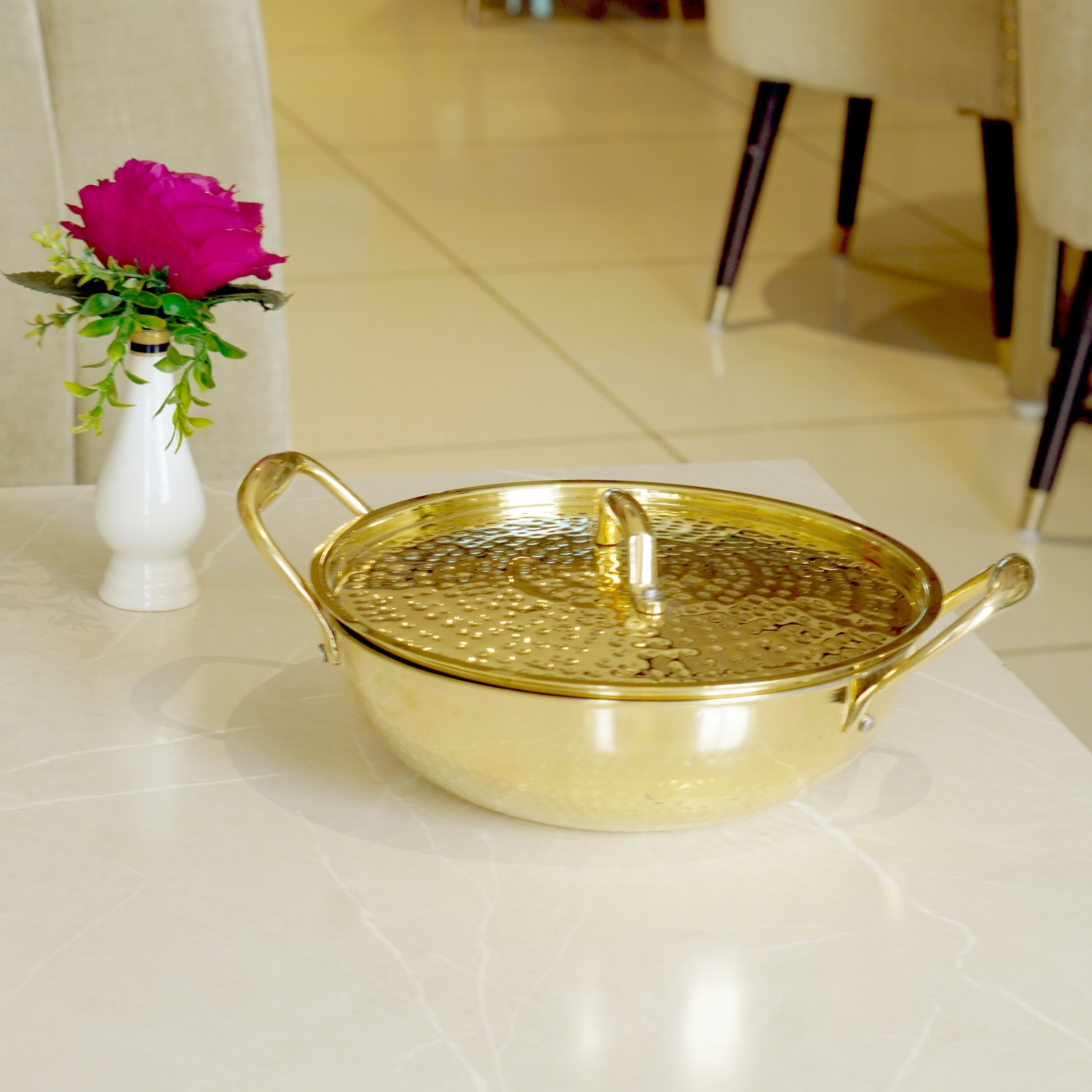 Brass kadahi with lid(Tin Coated)