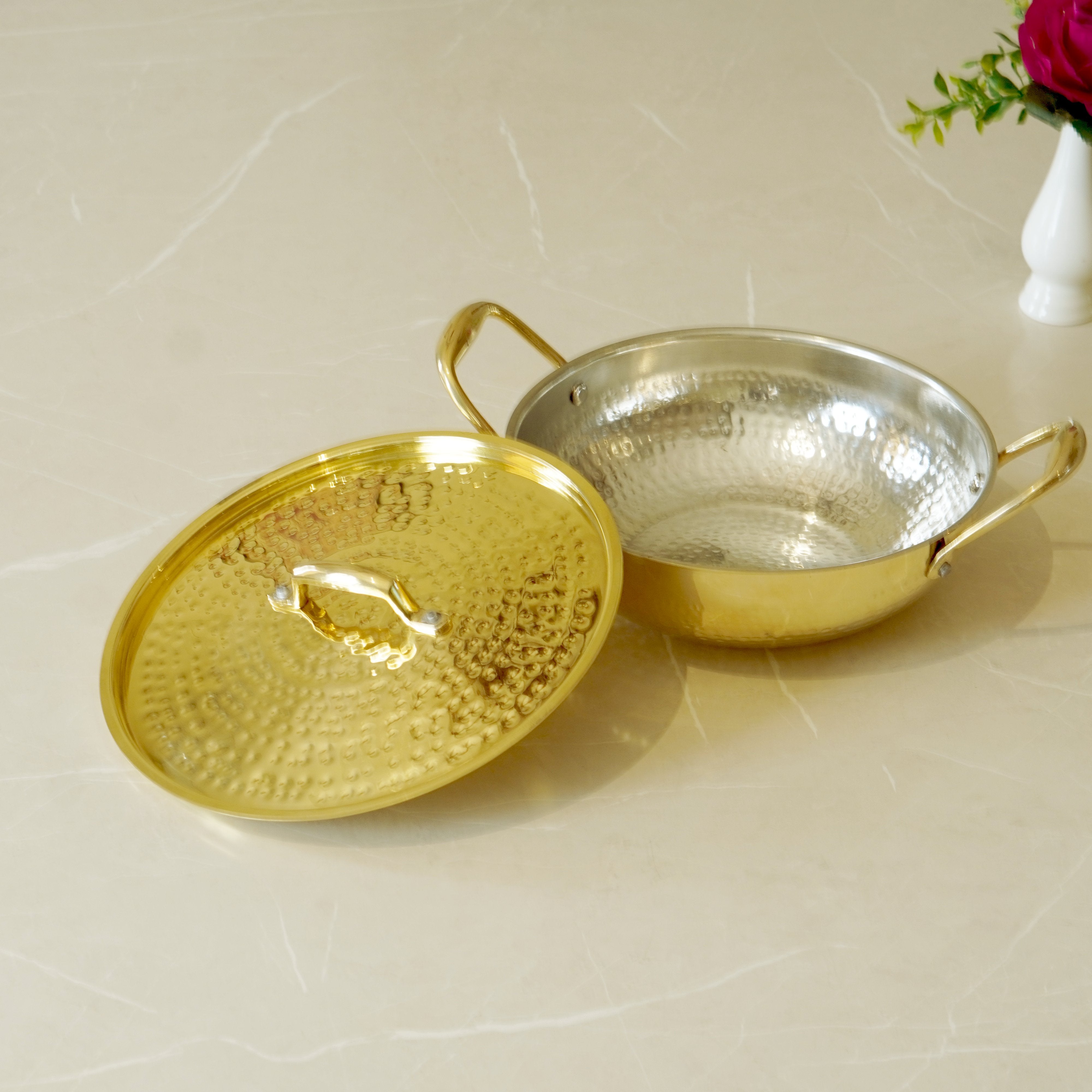 Brass kadahi with lid(Tin Coated)