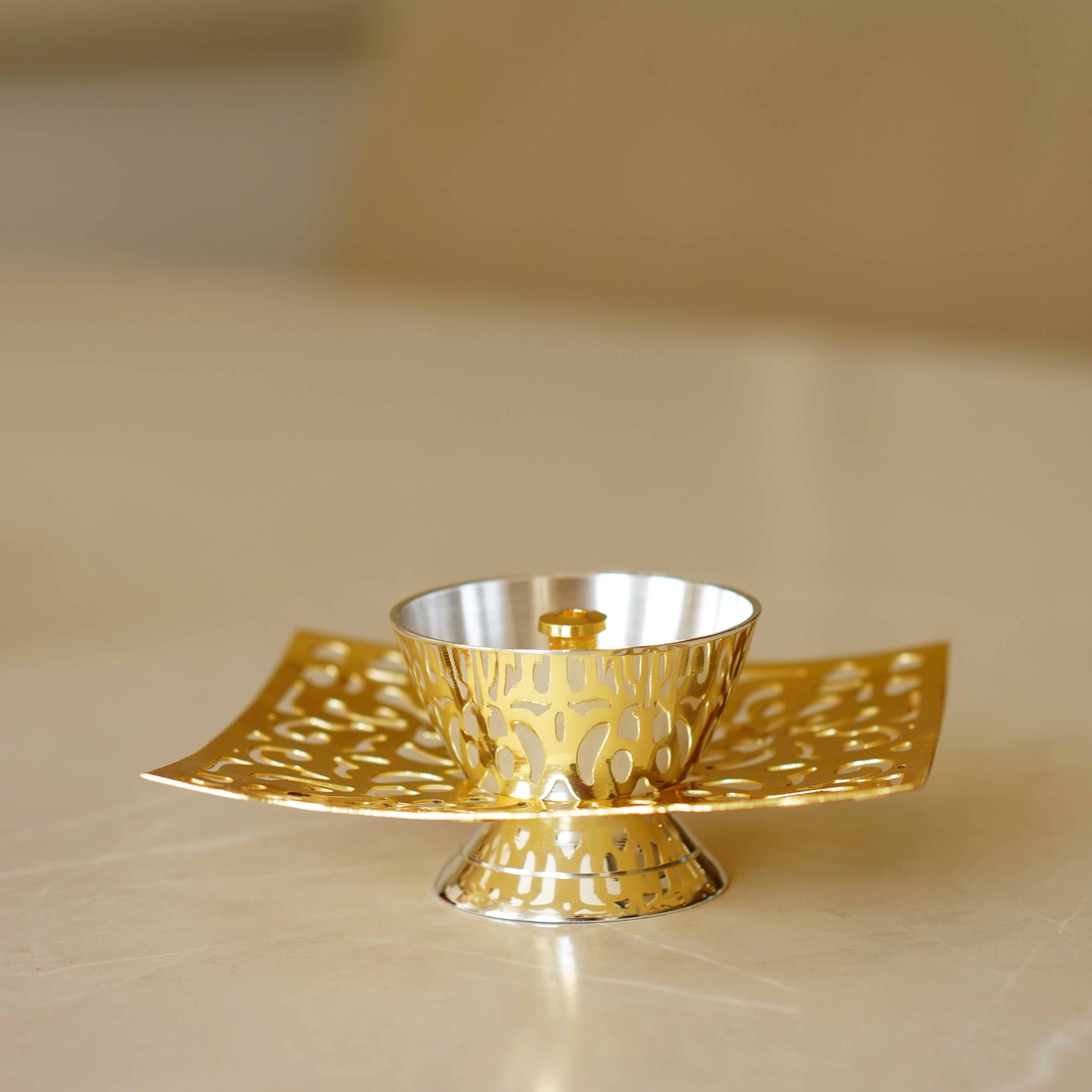 Brass Jaali Oil Lamp [Deepak]