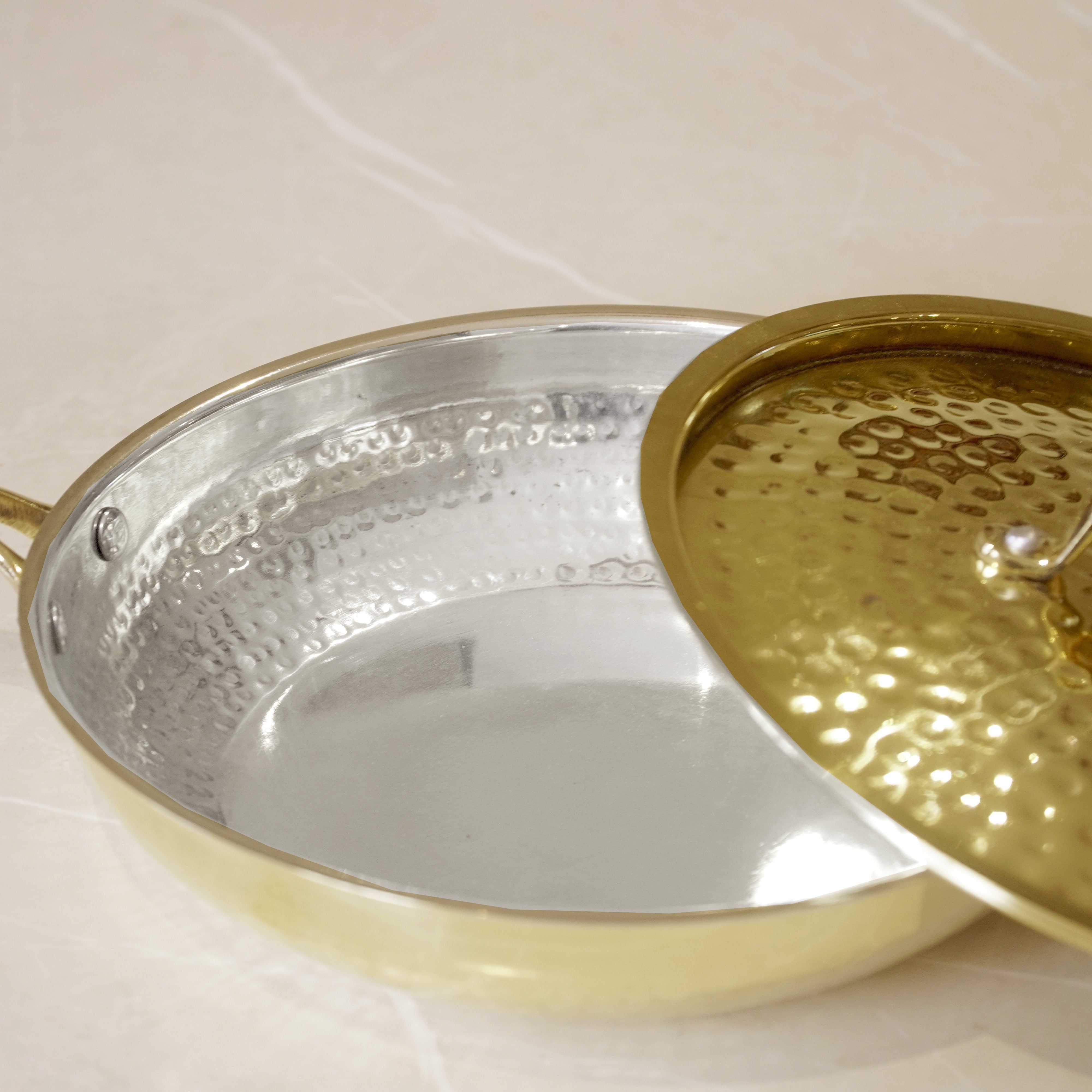 Brass  Frypan with lid (tincoated)