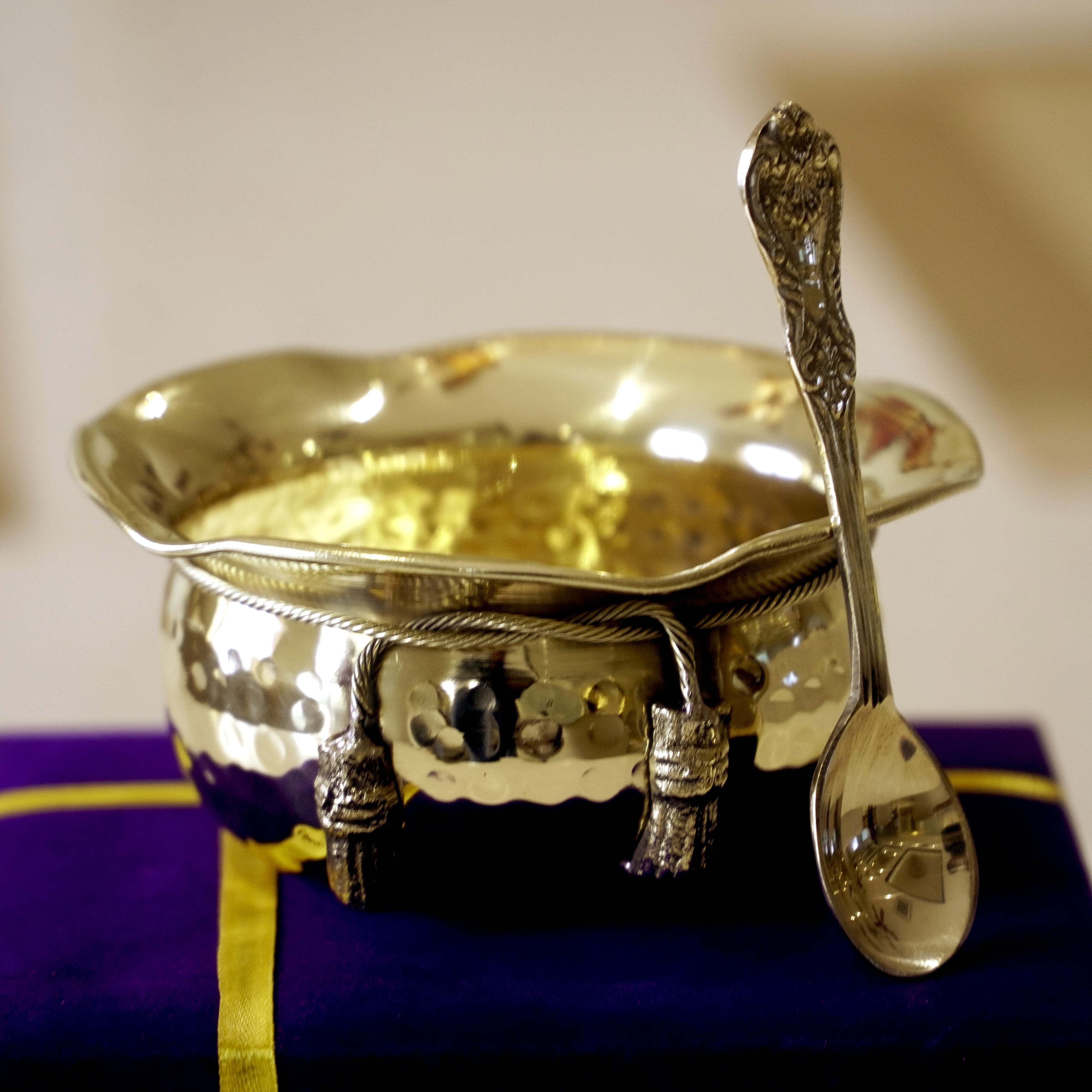 Brass Tie Bowl with Velvet Box