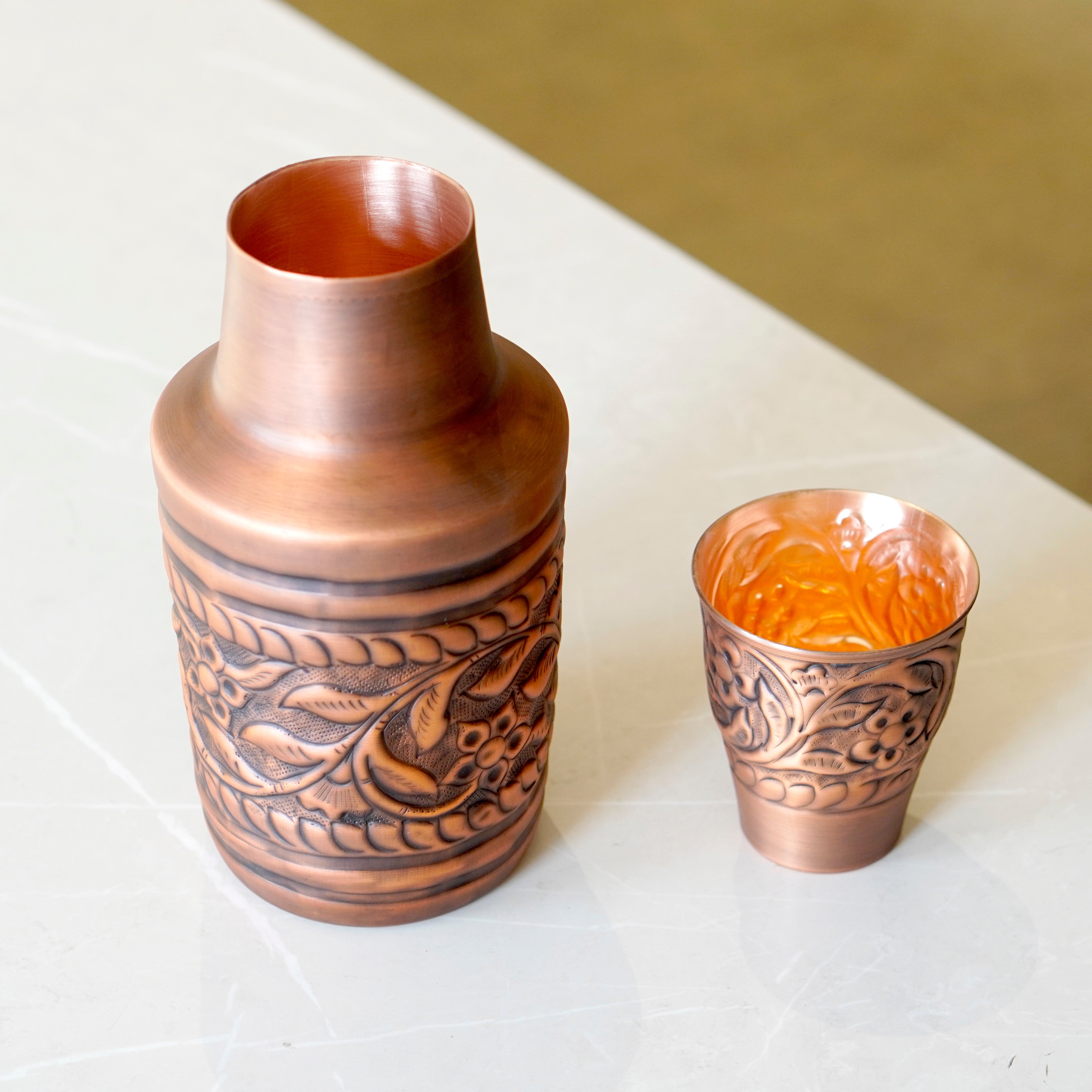 Vintage Embossed Copper Jar