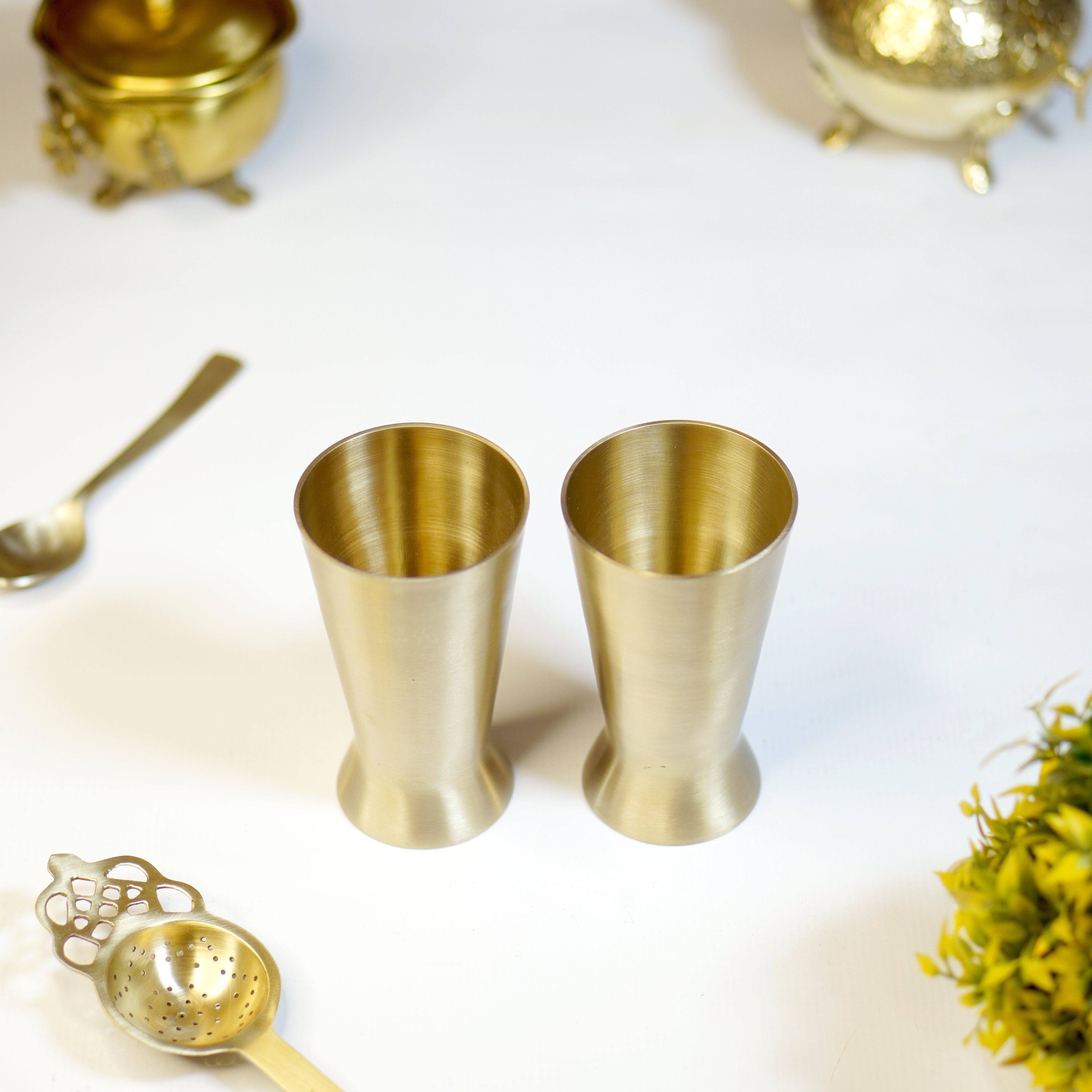 Bronze / Kansa Lassi Glass with Velvet Box ( Set of 2 )