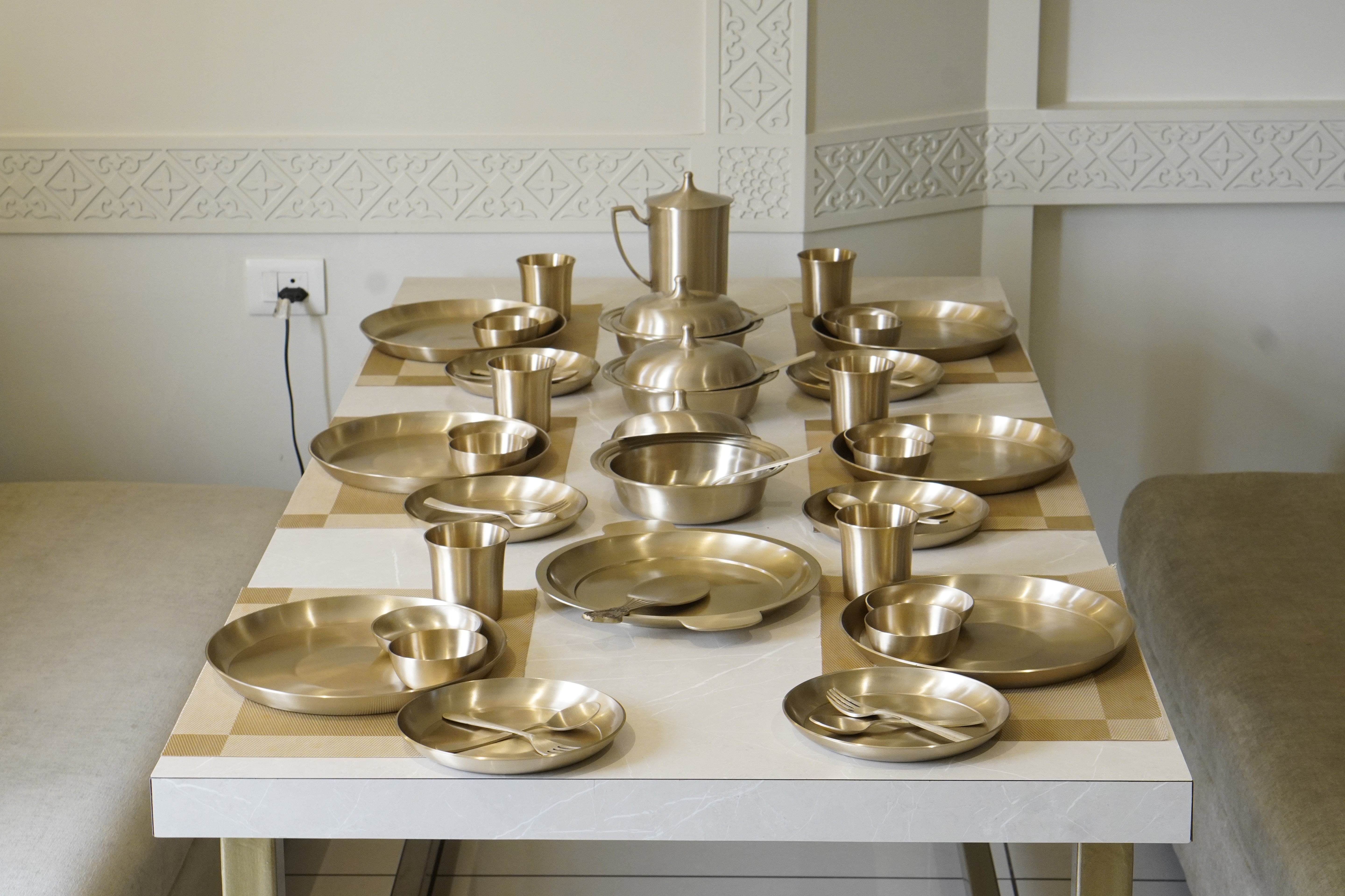 51 Pieces Bronze / Pure Kansa Dinner Set (Dish Set)