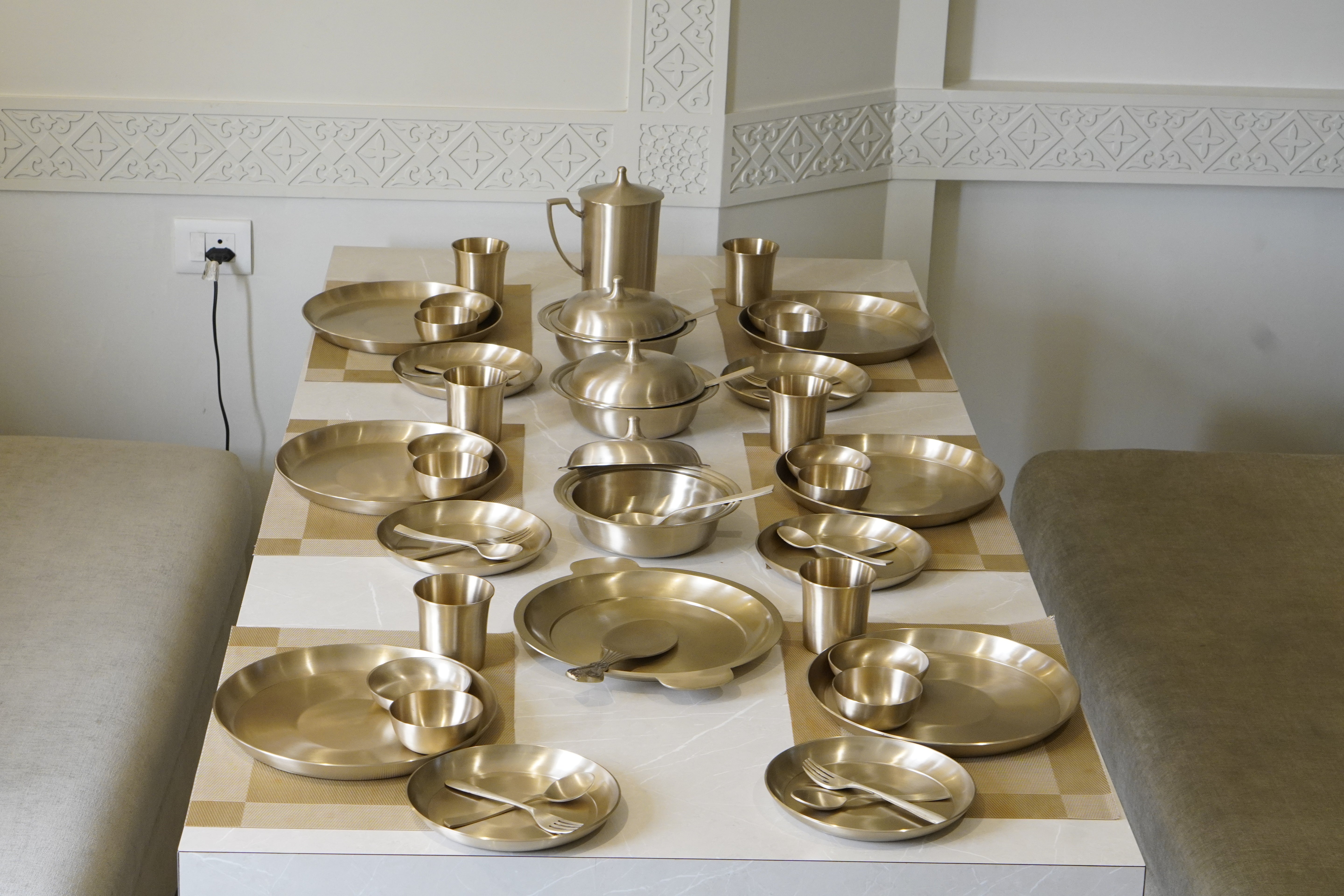 51 Pieces Bronze / Pure Kansa Dinner Set (Dish Set)