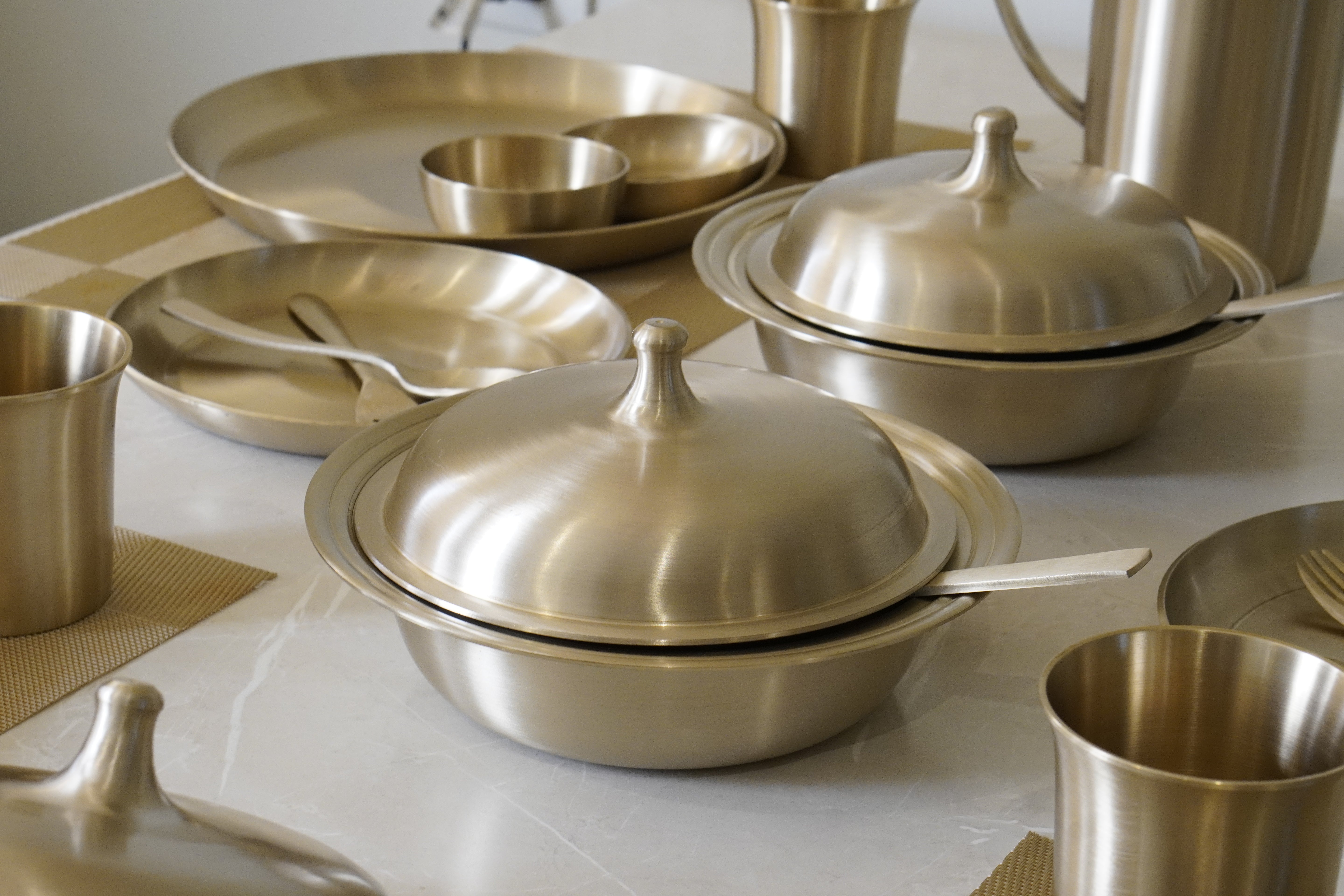 51 Pieces Bronze / Pure Kansa Dinner Set (Dish Set)