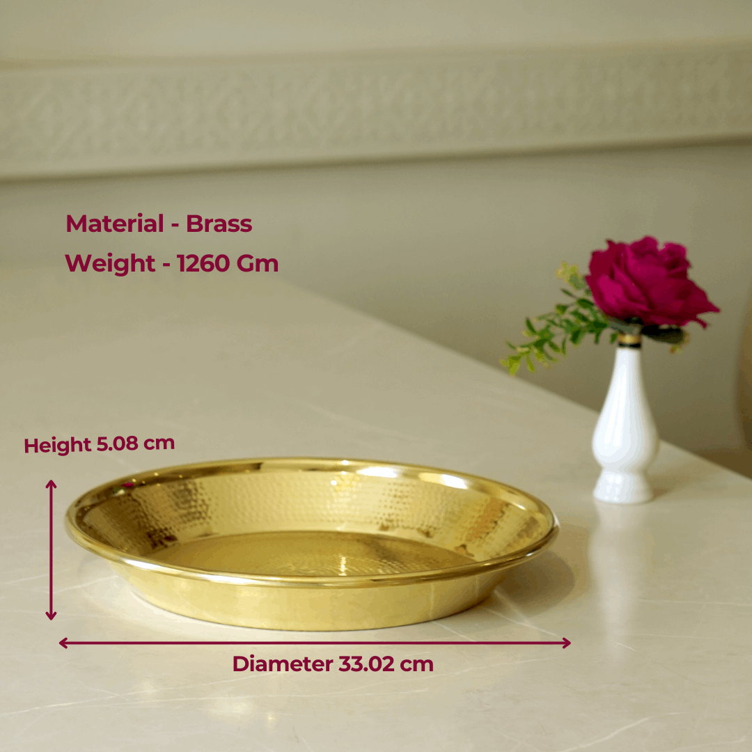 Brass Hammered Paraat with Glossy Finish