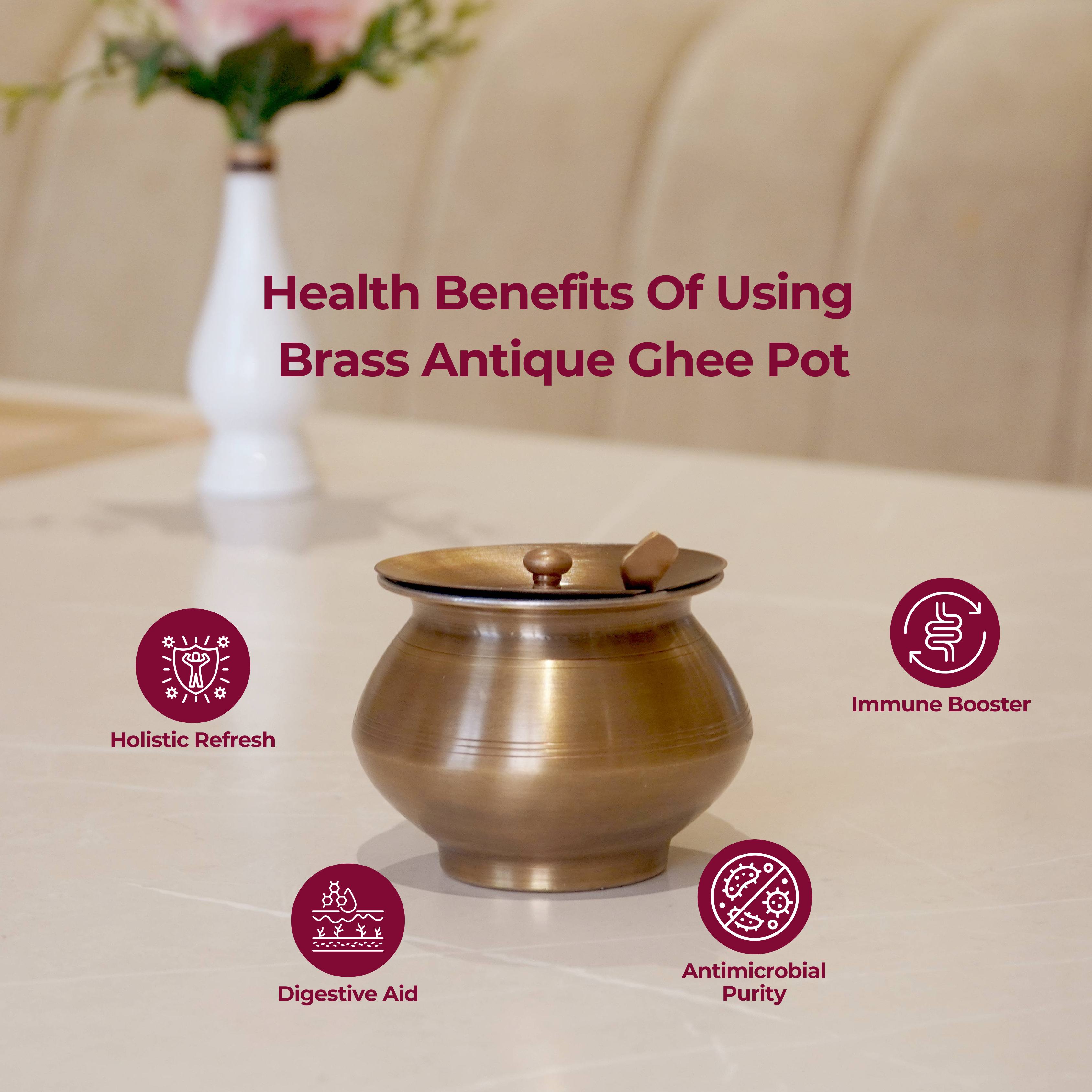 Brass Antique Ghee Pot with Tin Coating