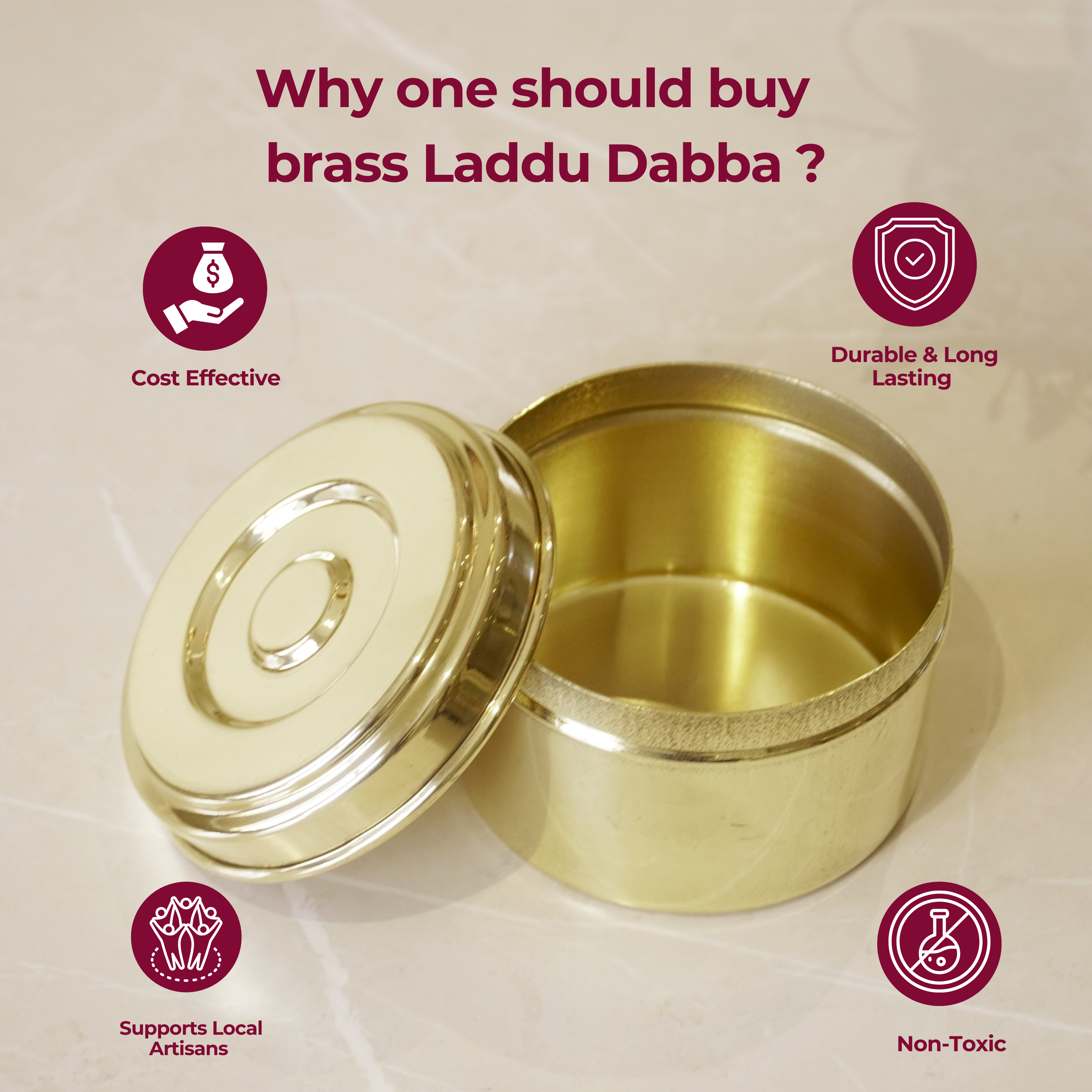Brass Plain Dibbi / Small Dabba / Laddu Sweet Dabba / Katordaan / Box