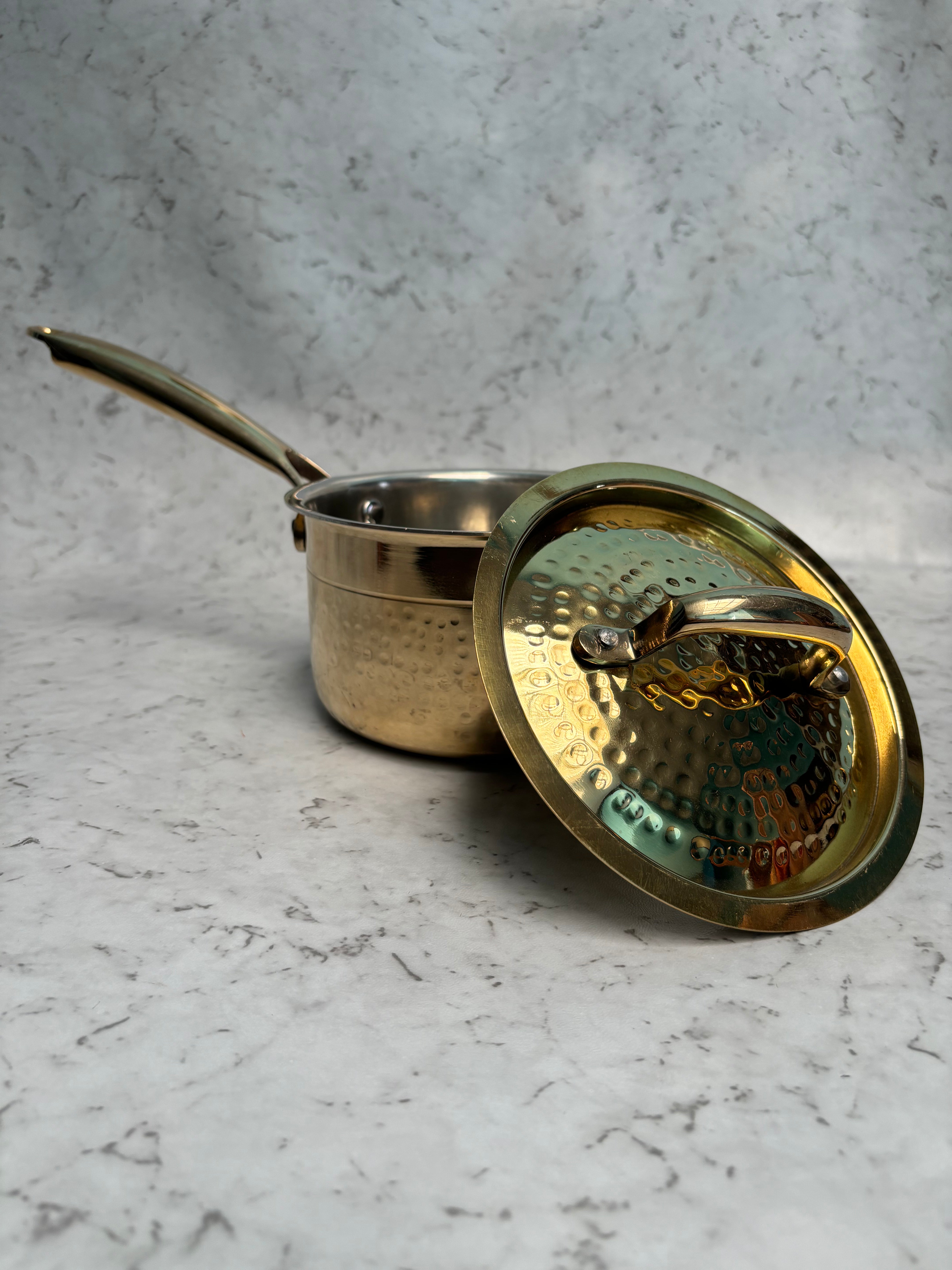 Brass saucepan tincoated with lid