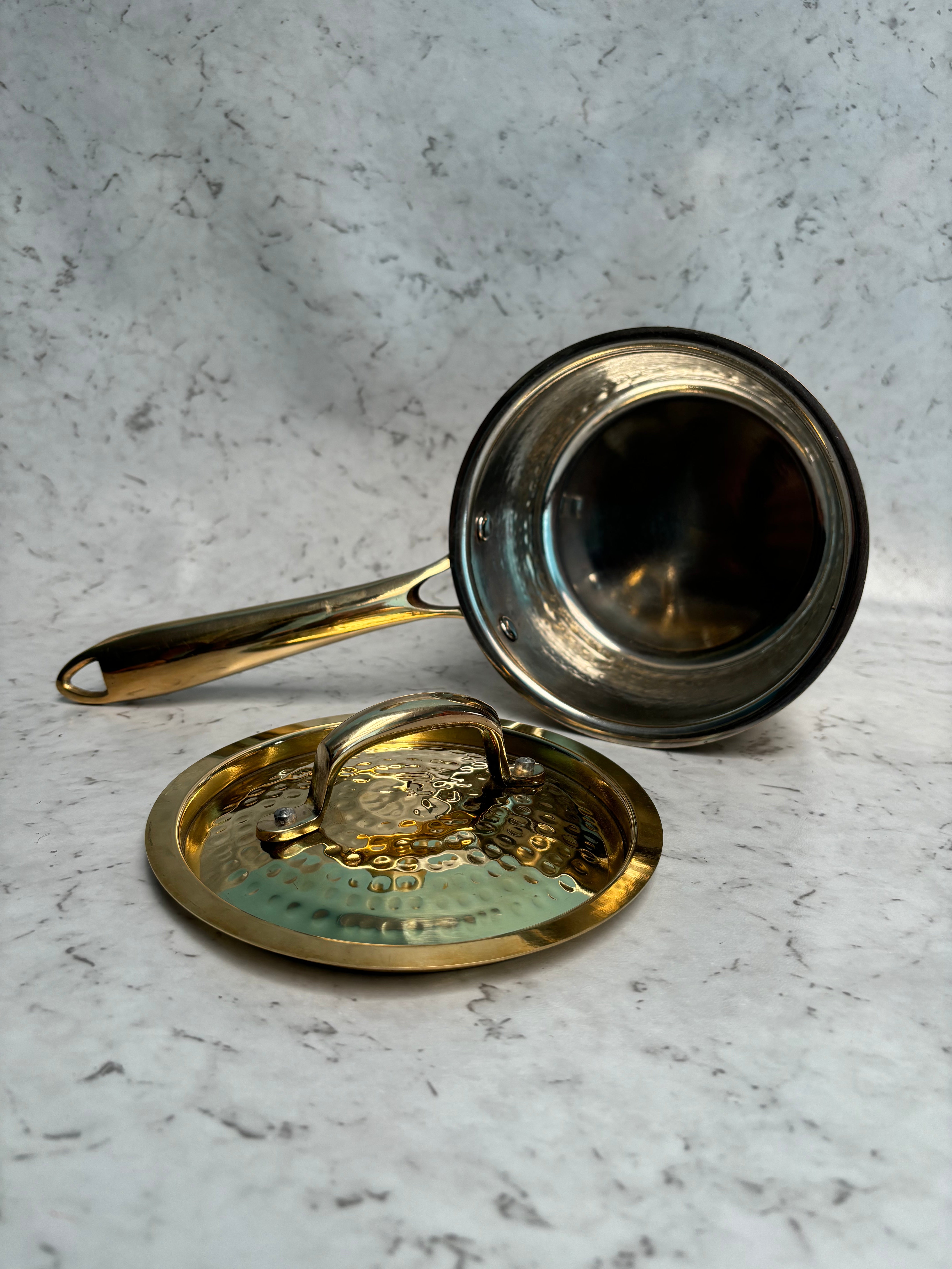 Brass saucepan tincoated with lid