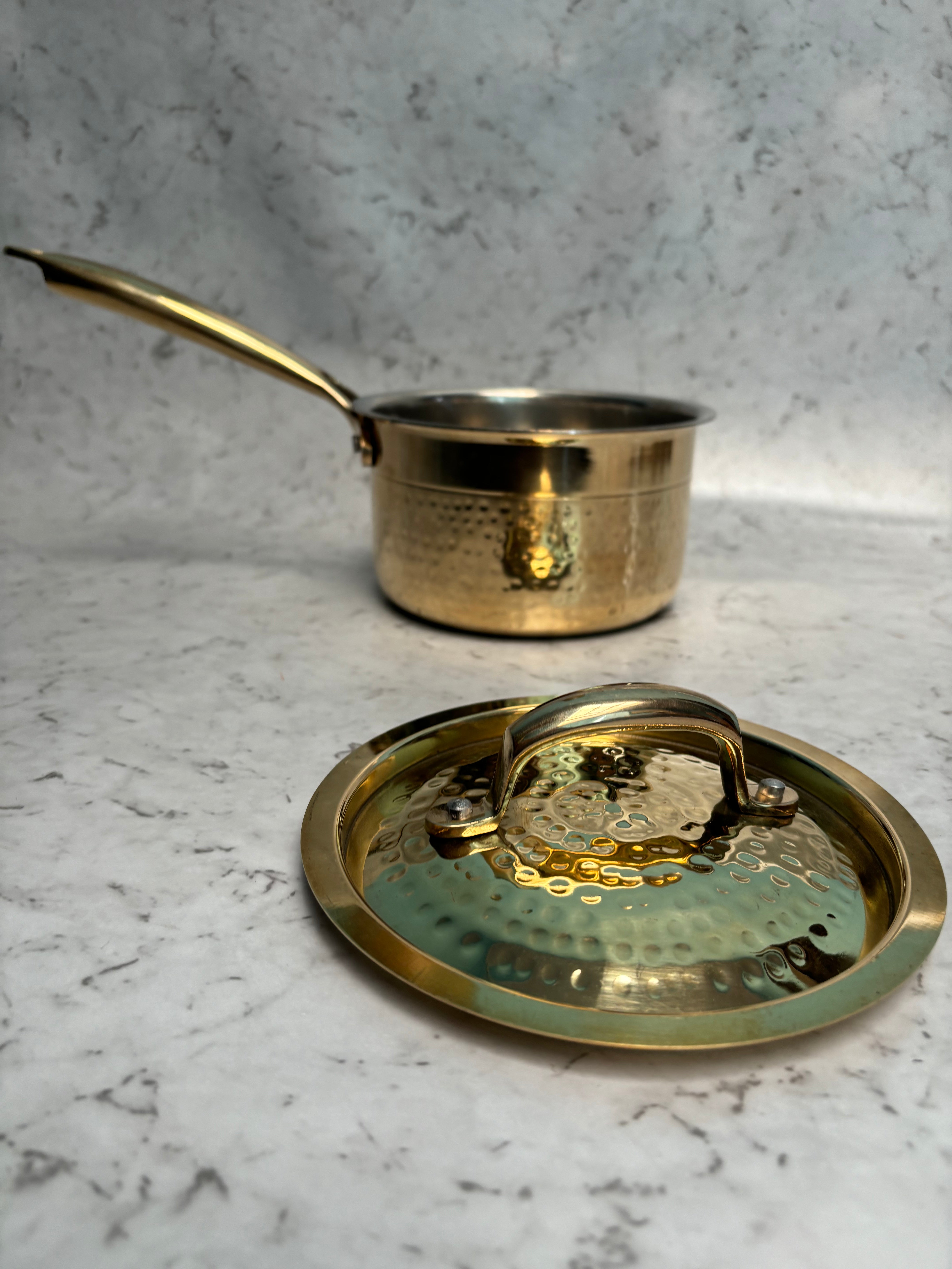 Brass saucepan tincoated with lid