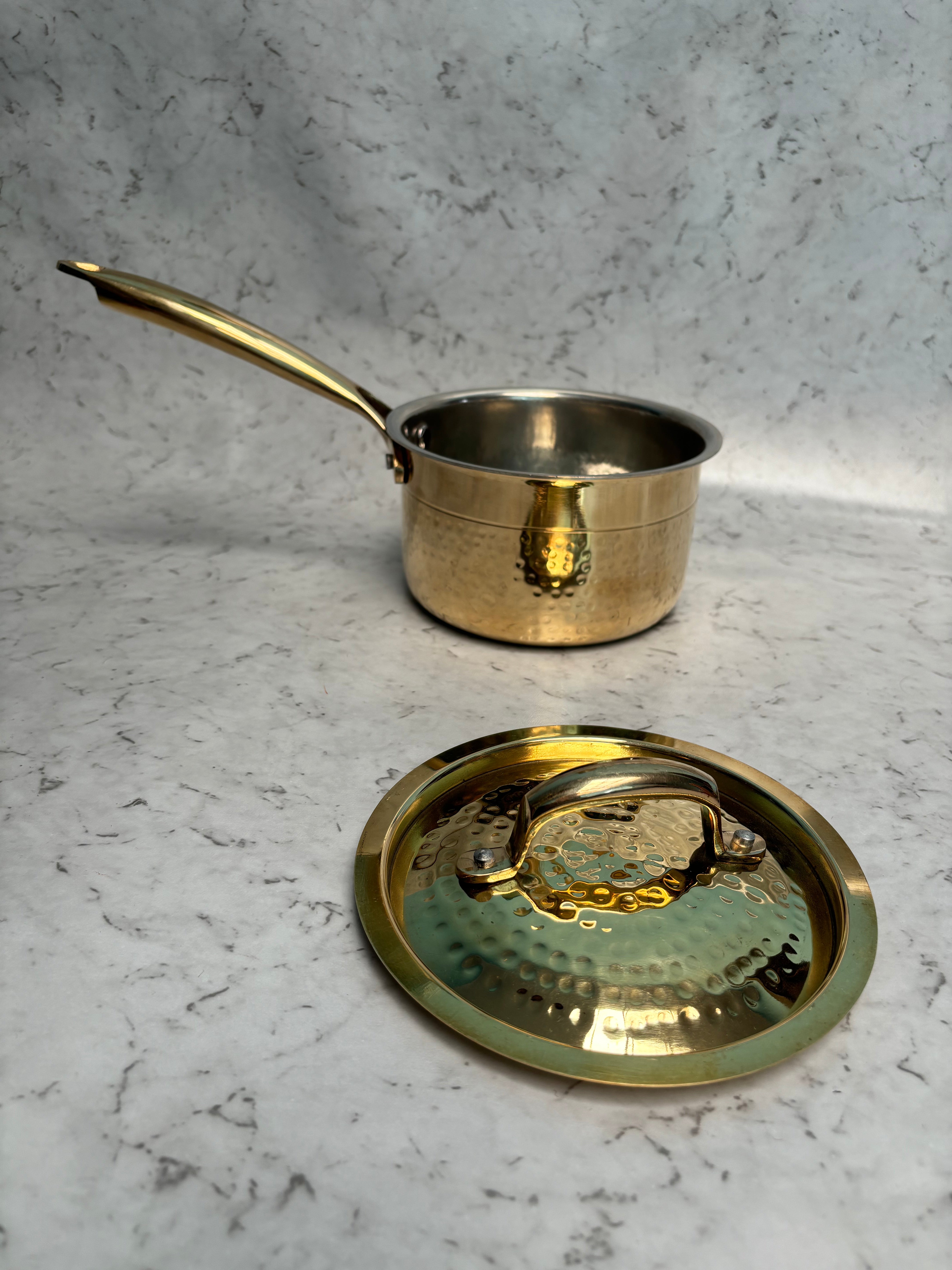 Brass saucepan tincoated with lid