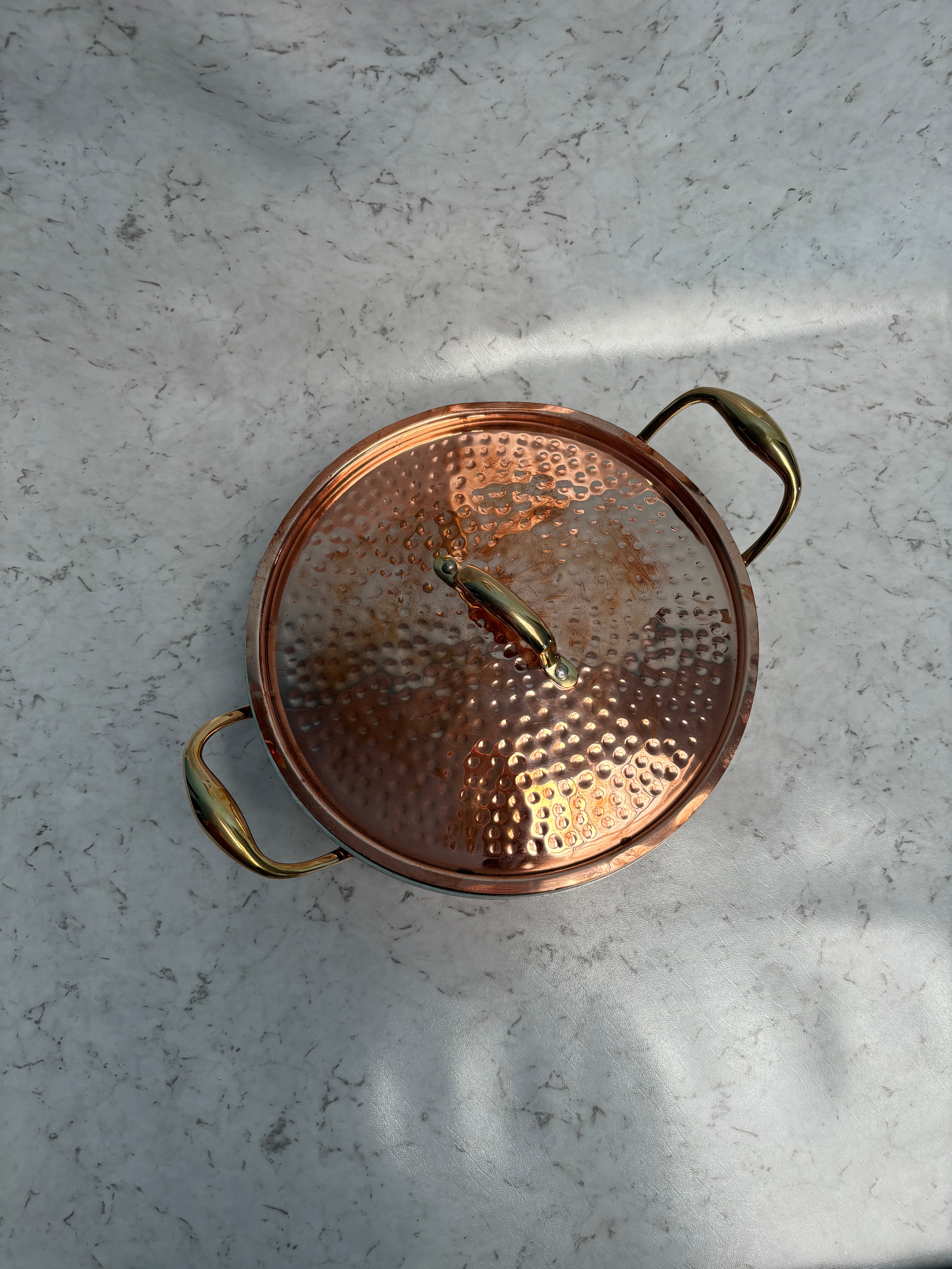 Copper kadhai with lid and tincoated