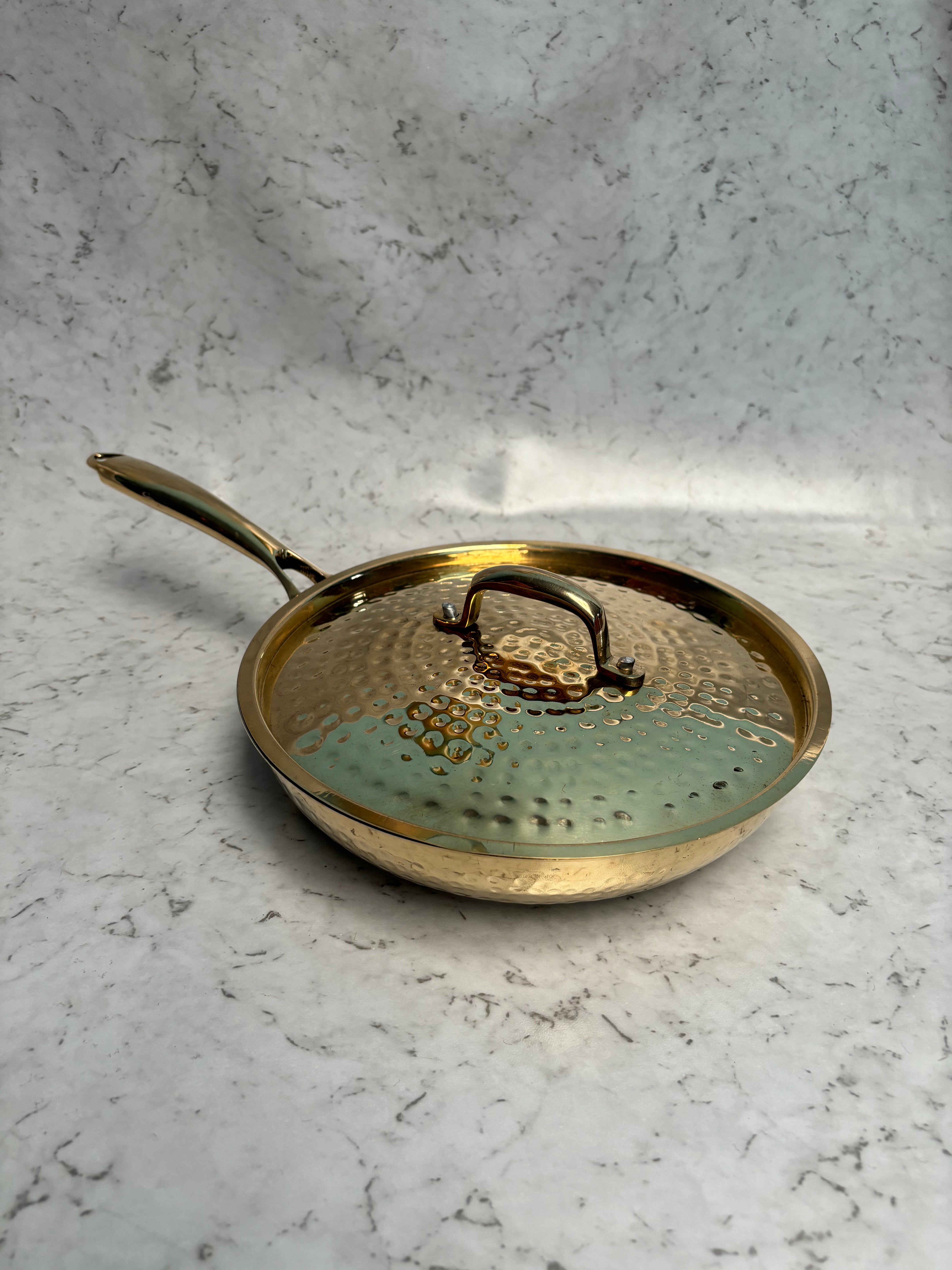 Brass  frypan with lid (tincoated)