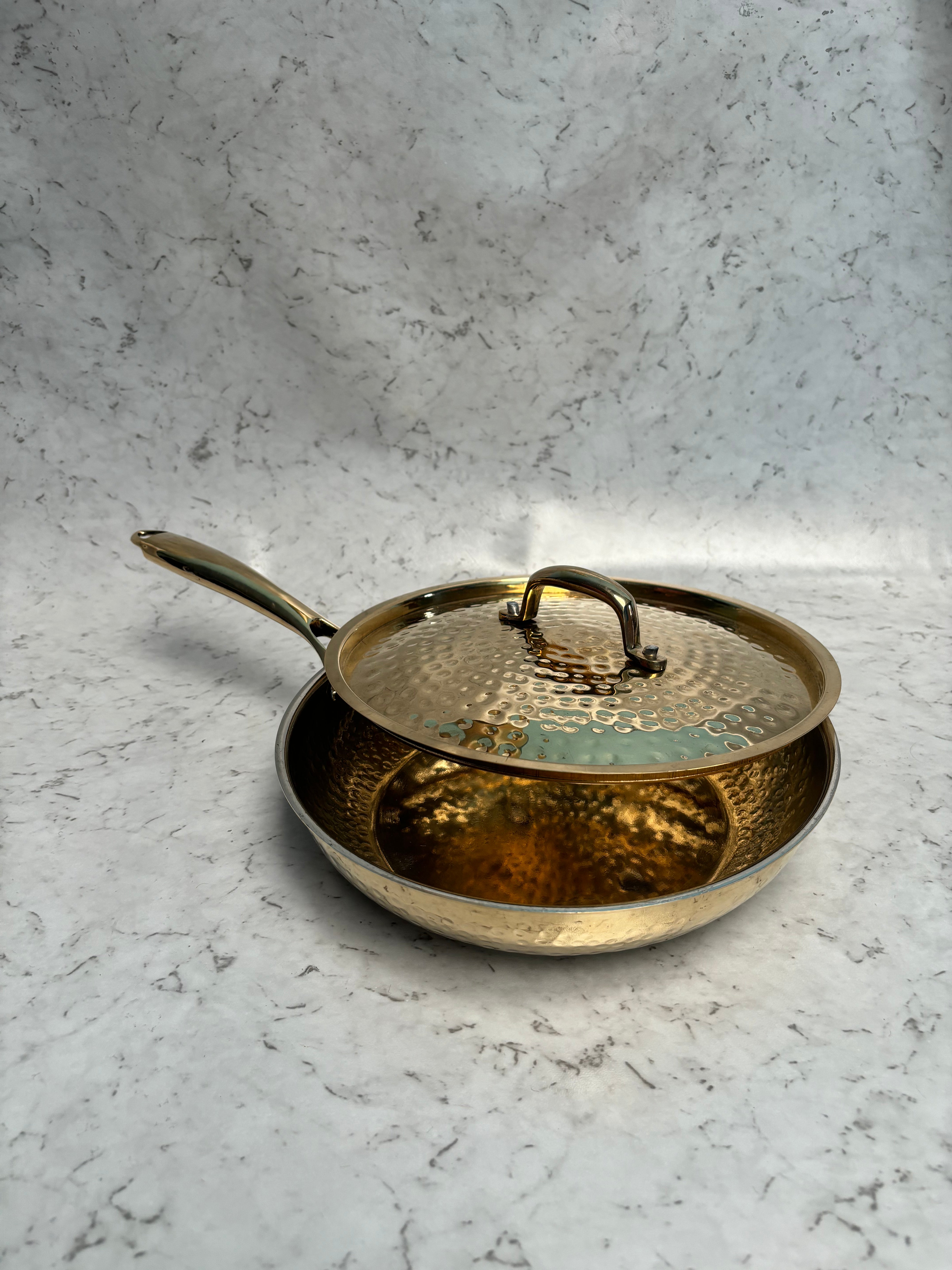 Brass  Frypan with lid (tincoated)