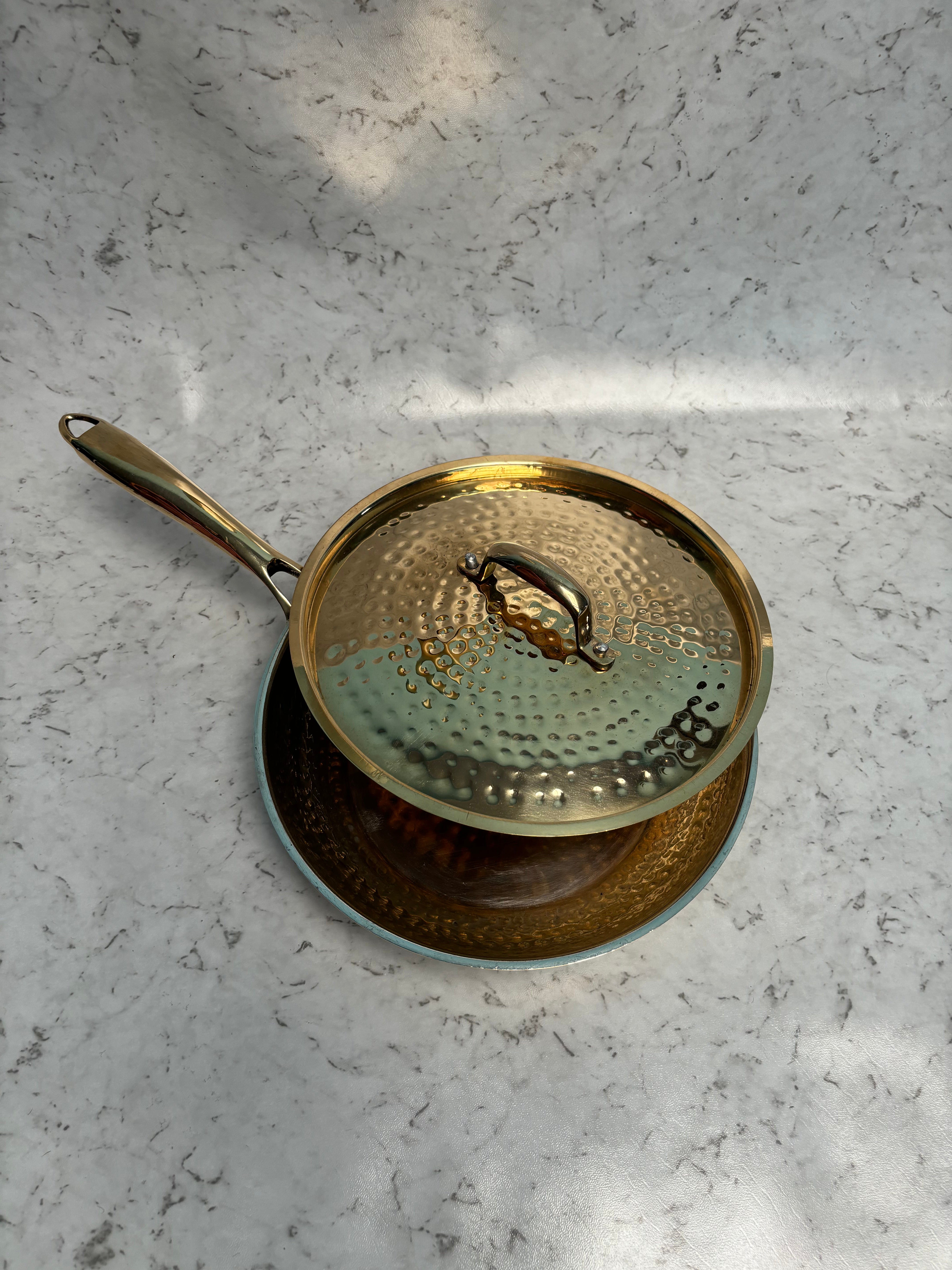 Brass  Frypan with lid (tincoated)