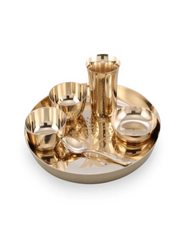 20 Inch Big Maha Raja Size Brass Dinner Set 11 Pieces -  Embossed Eatching Design: Dinnerware Sets