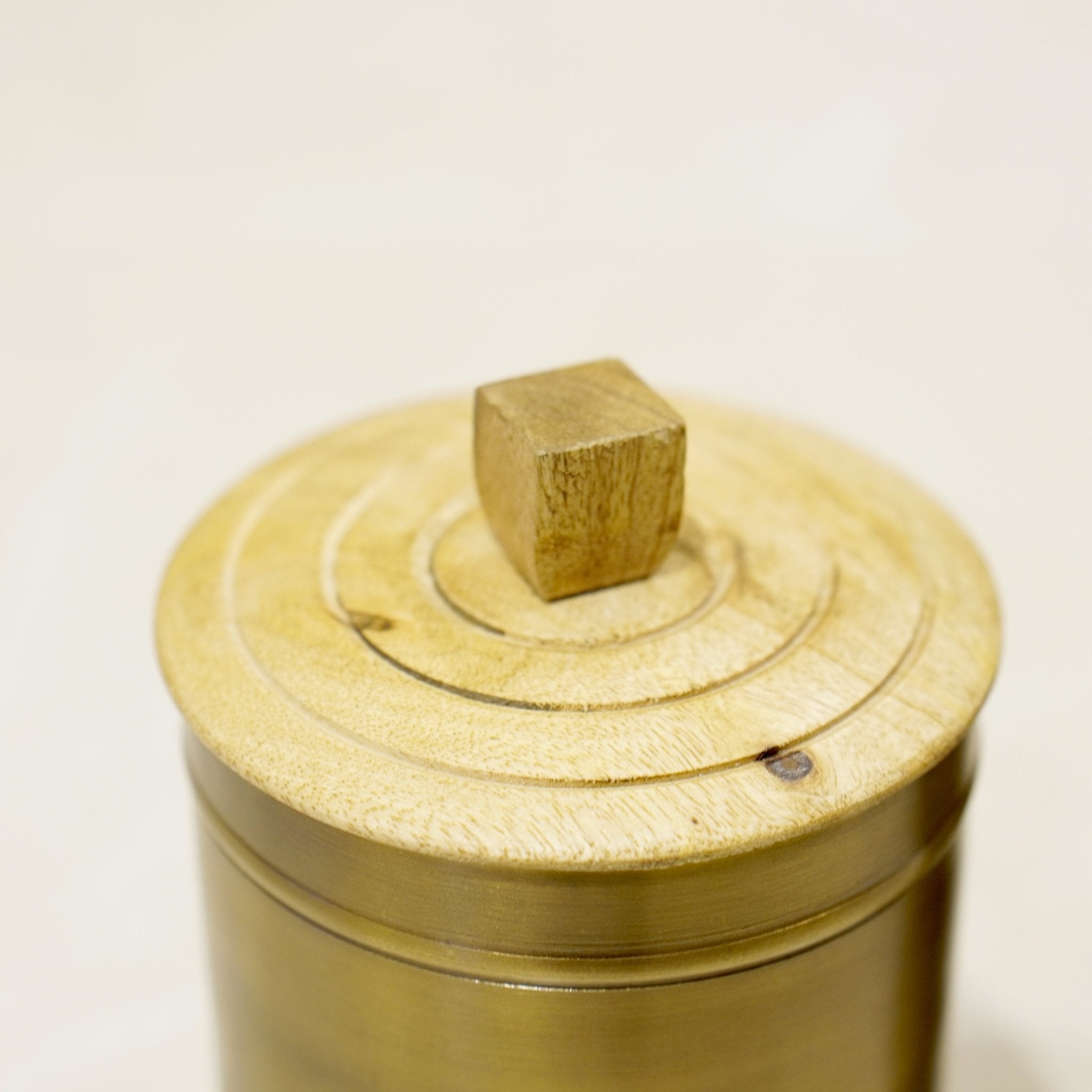 Brass Cannisters with wooden lid - Brass Globe - 