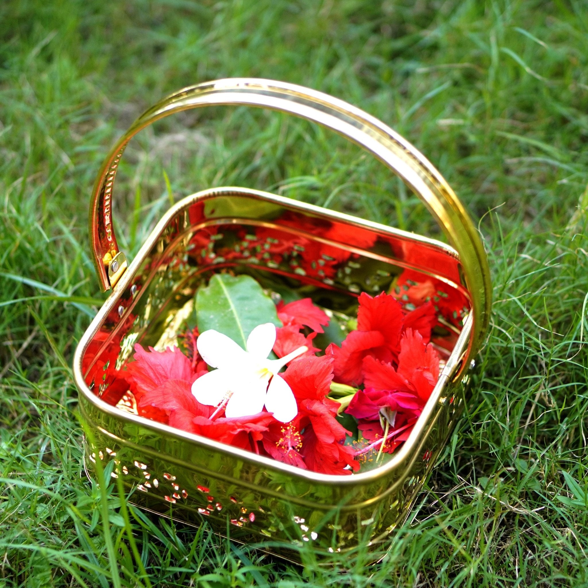 Brass Pooja / Worship Basket - Brass Globe - 