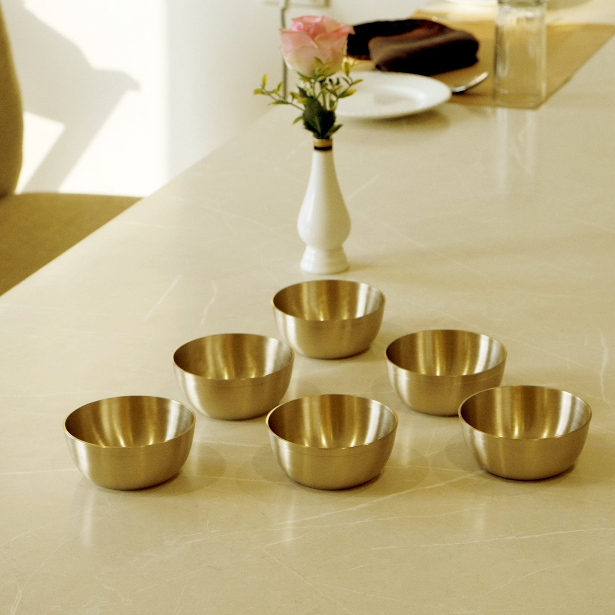 Bronze / Kansa Bowls | Kansa Katori Set of 6 Bowls - Brass Globe - 