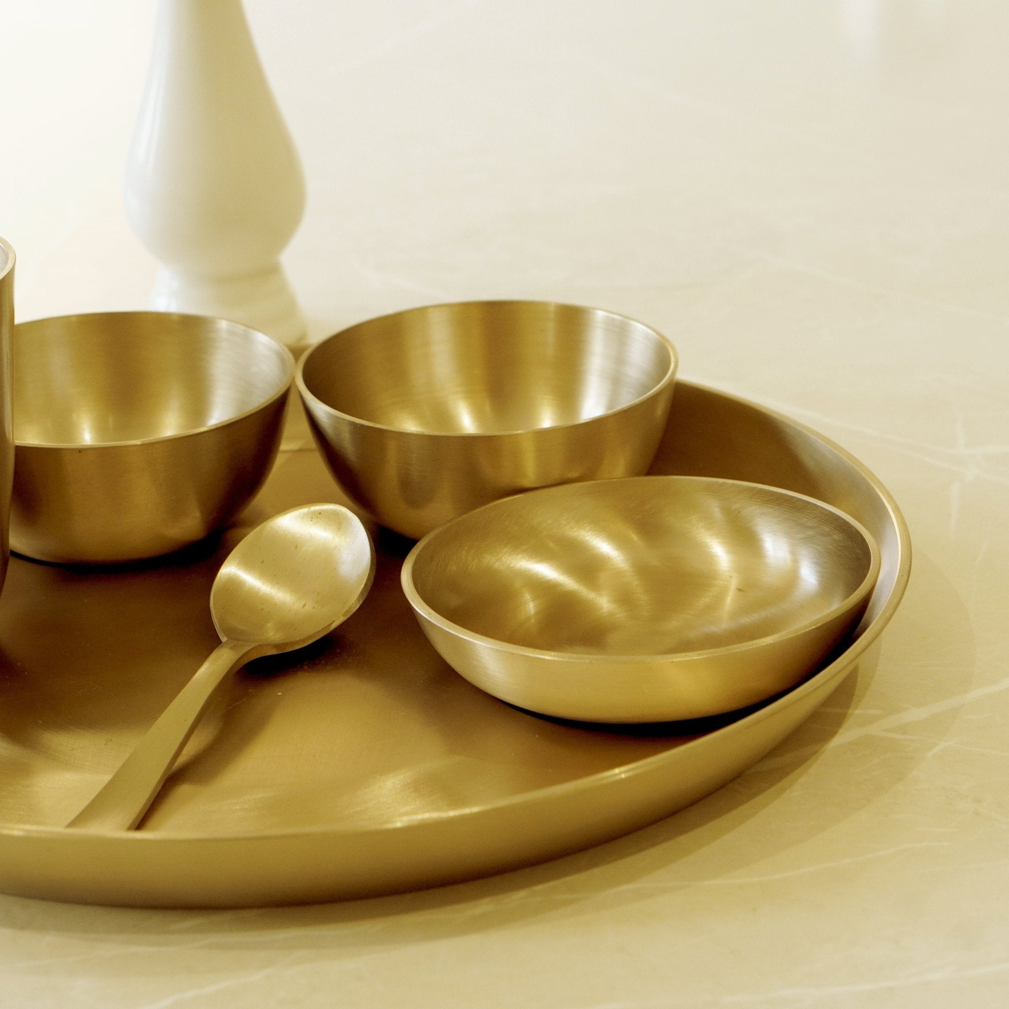 Bronze / Kansa Dinner Set Matte Finish (Pack of 6) - Brass Globe - 