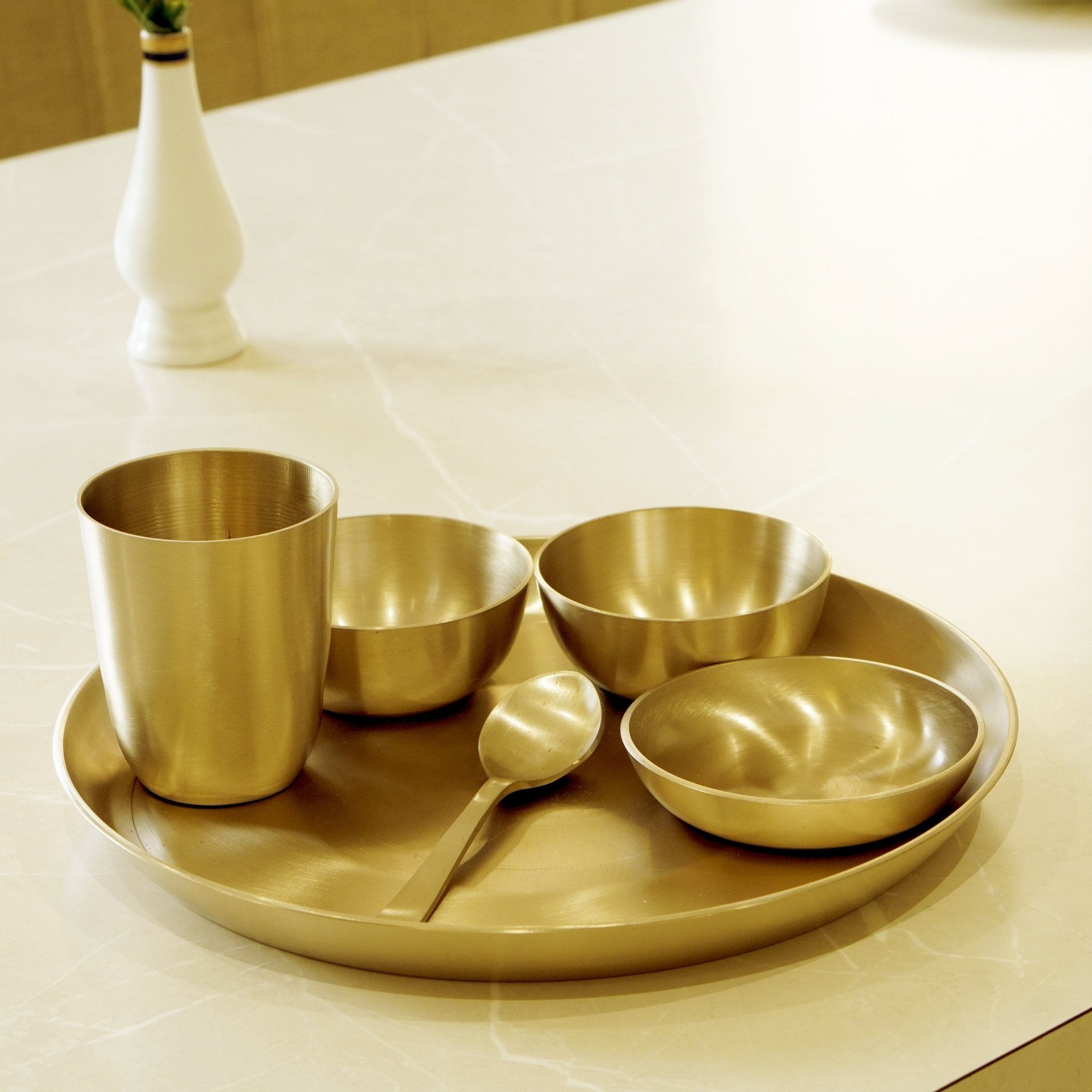 Bronze / Kansa Dinner Set Matte Finish (Pack of 6) - Brass Globe - 