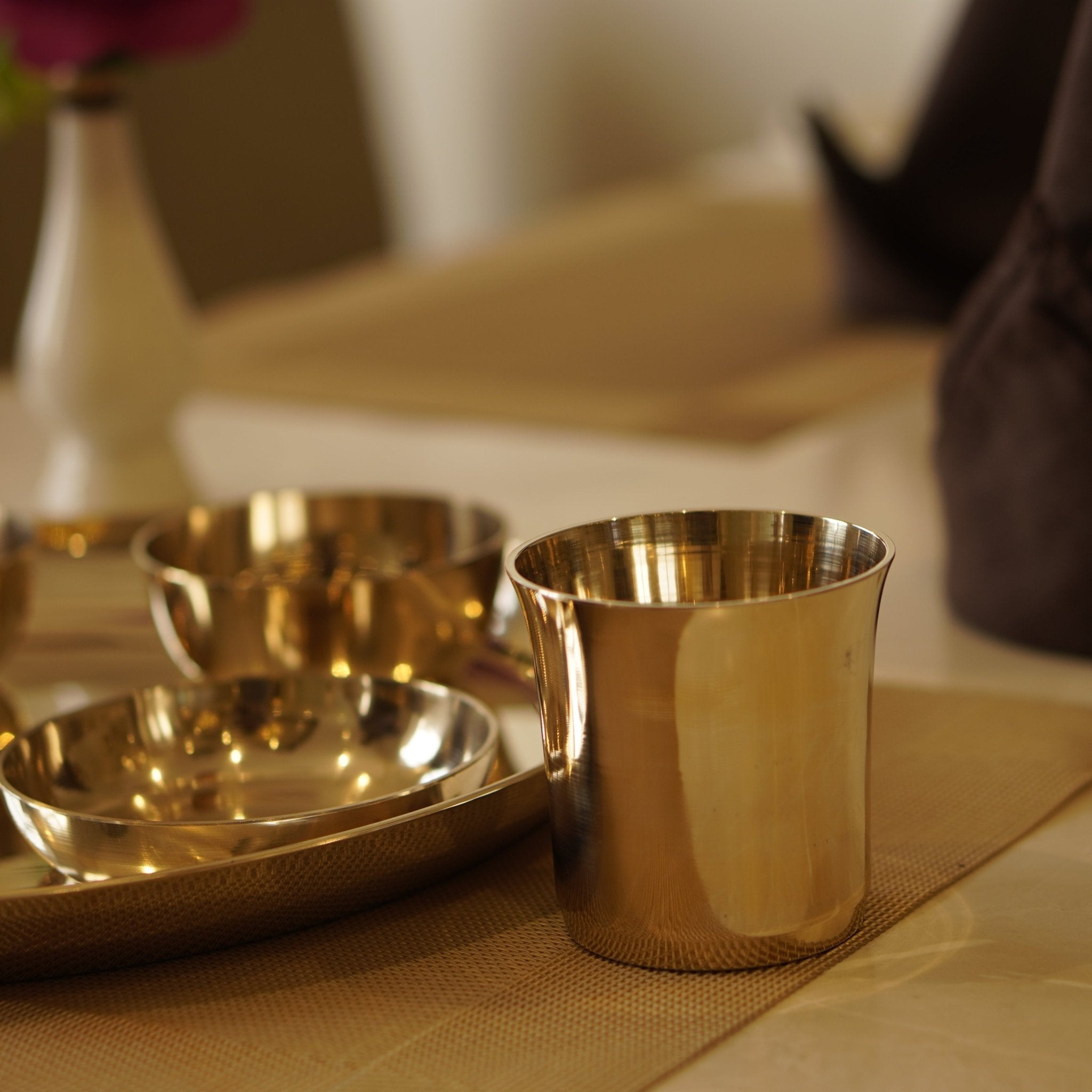 Bronze / Kansa Dinner Set Plain Glossy Finish (Set of 6) - Brass Globe - 